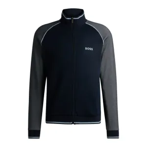 Cotton zip-up jacket with contrast piping
