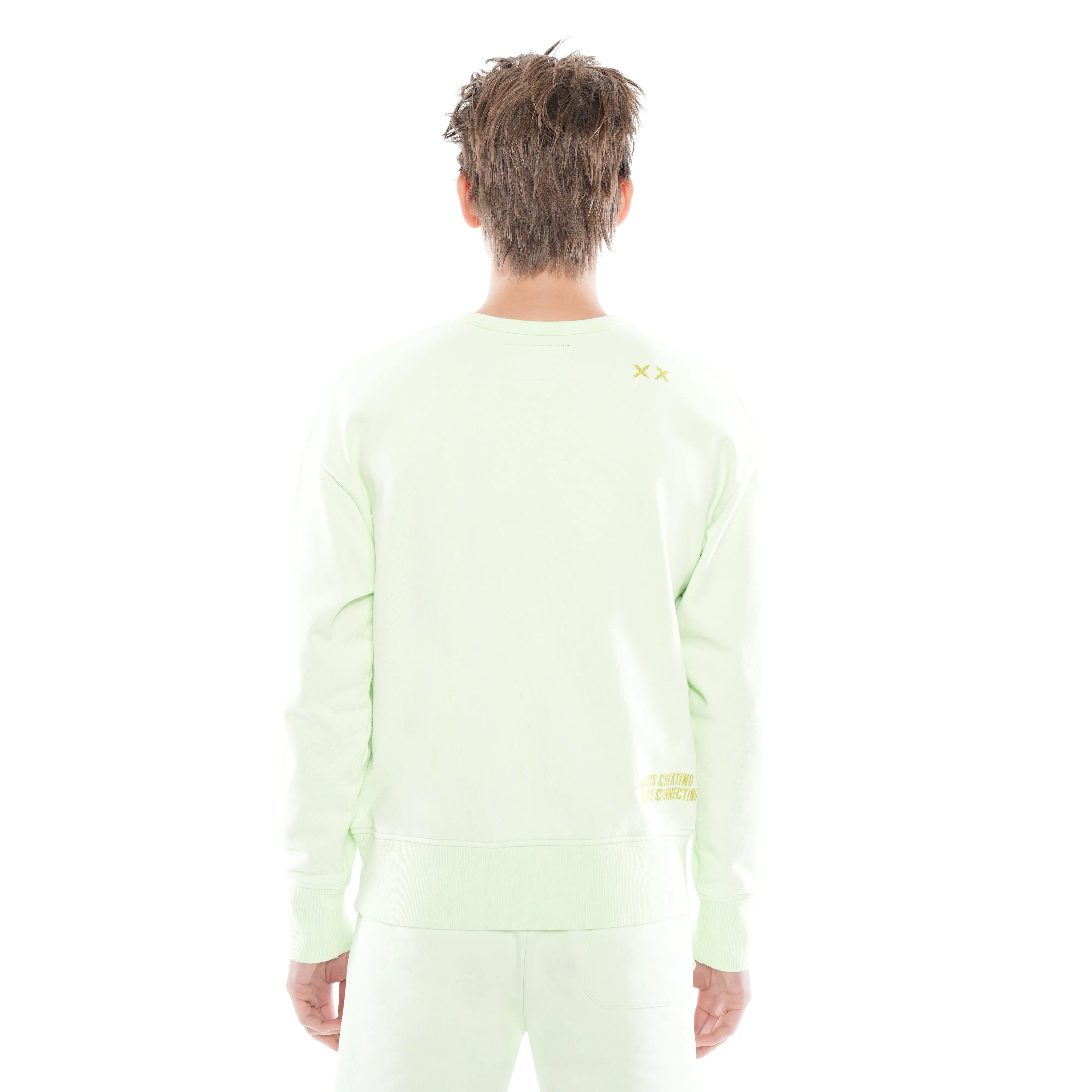 CREW NECK FLEECE IN PATINA GREEN