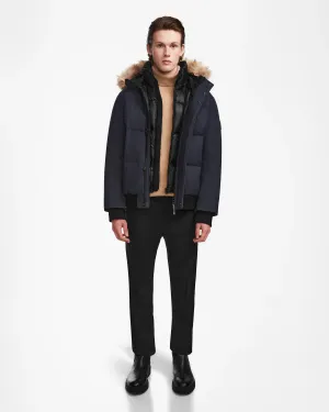 DALLAS MEN'S QUILTED DOWN BOMBER WITH REMOVABLE FAUX FUR