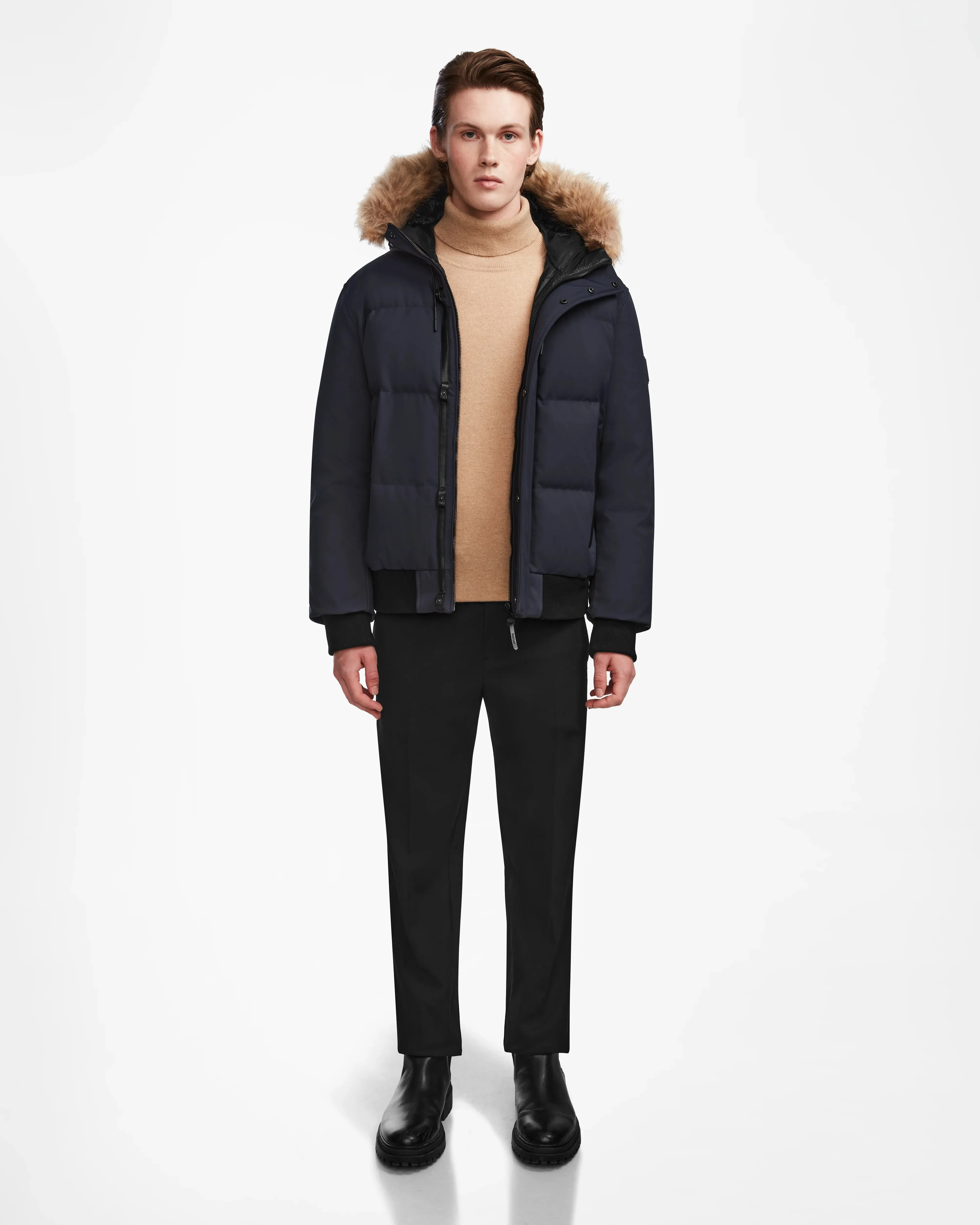 DALLAS MEN'S QUILTED DOWN BOMBER WITH REMOVABLE FAUX FUR