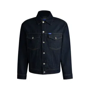 Dark-blue denim jacket with adjustable hem
