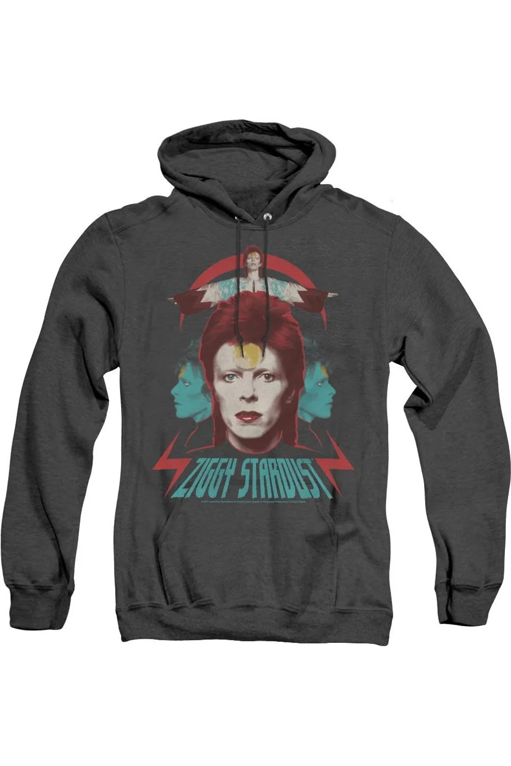 David Bowie Ziggy Heads Adult Heather Hoodie