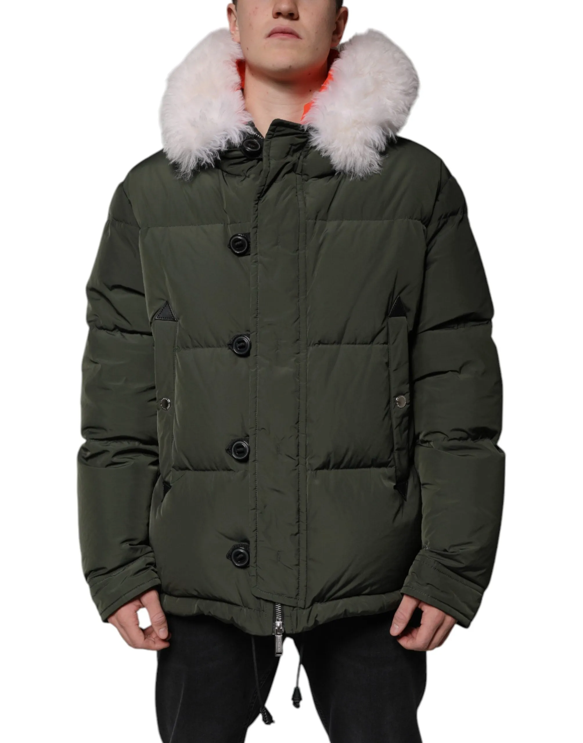 Dsquared² Hooded Long Sleeves Fur Shearling Men's Jacket