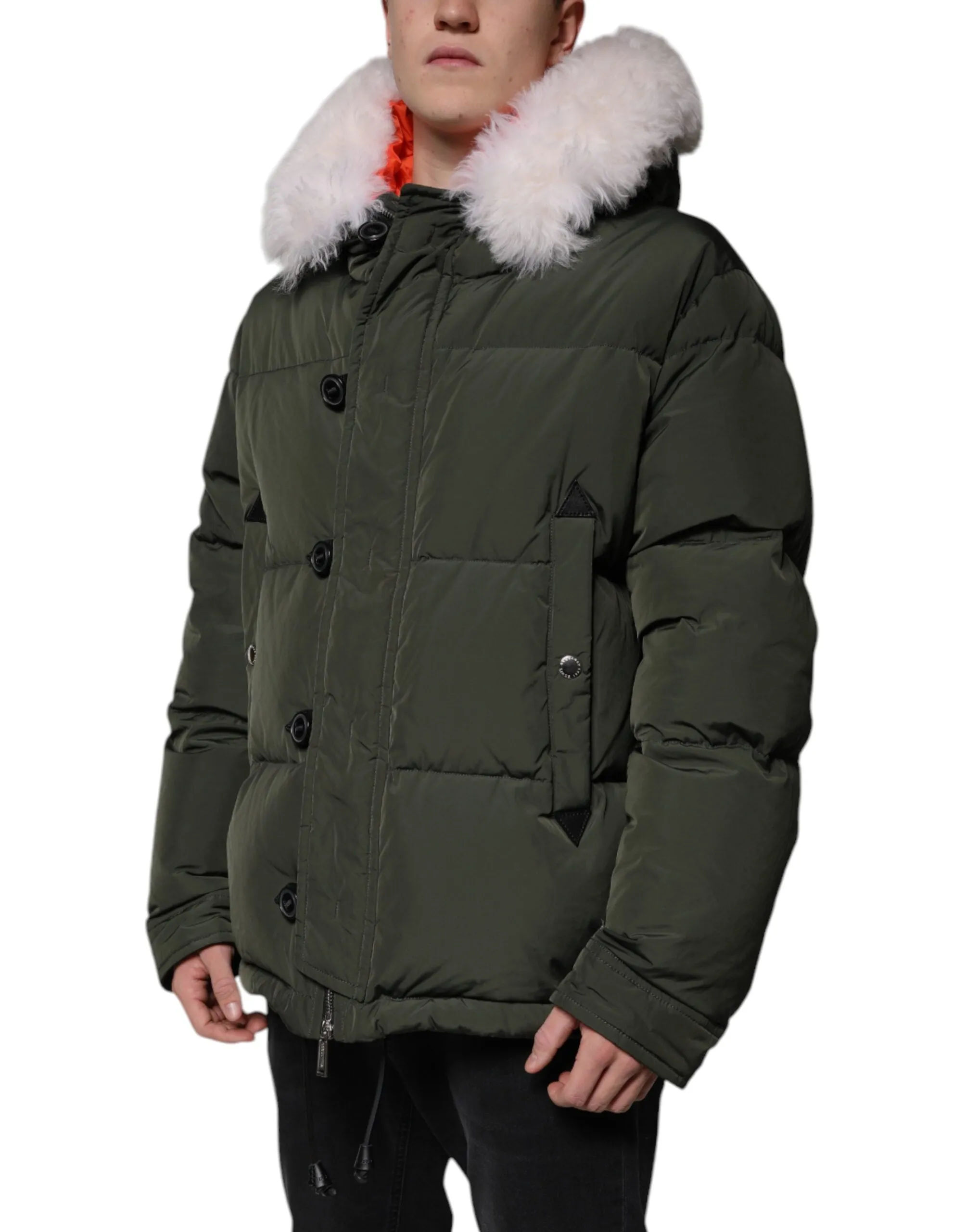 Dsquared² Hooded Long Sleeves Fur Shearling Men's Jacket