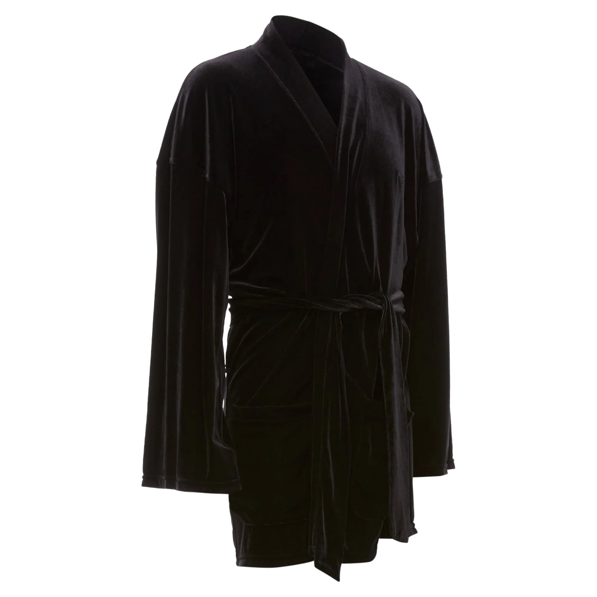 Emporio Armani Velvet GA Embroidered Logo Belted Robe Jacket