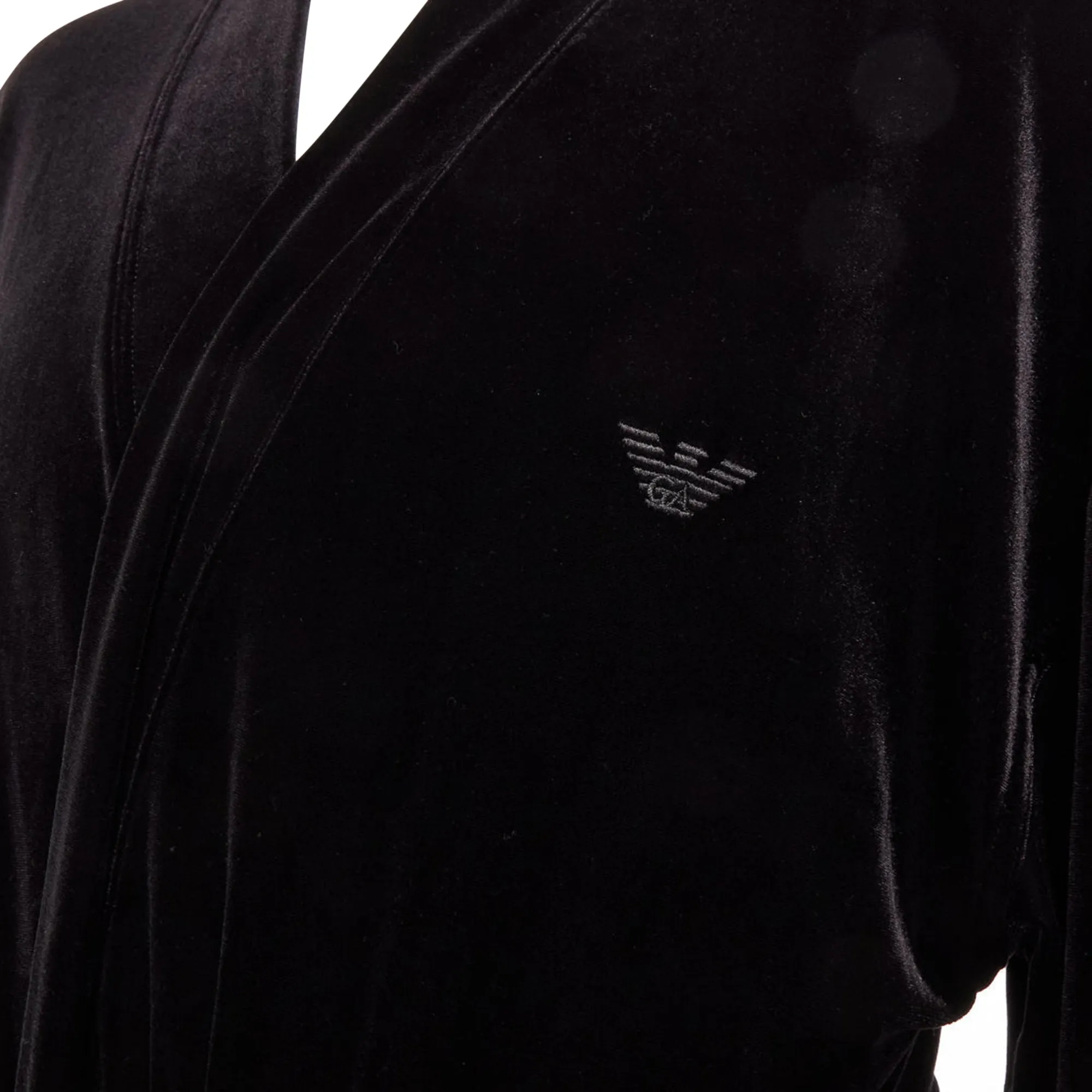 Emporio Armani Velvet GA Embroidered Logo Belted Robe Jacket