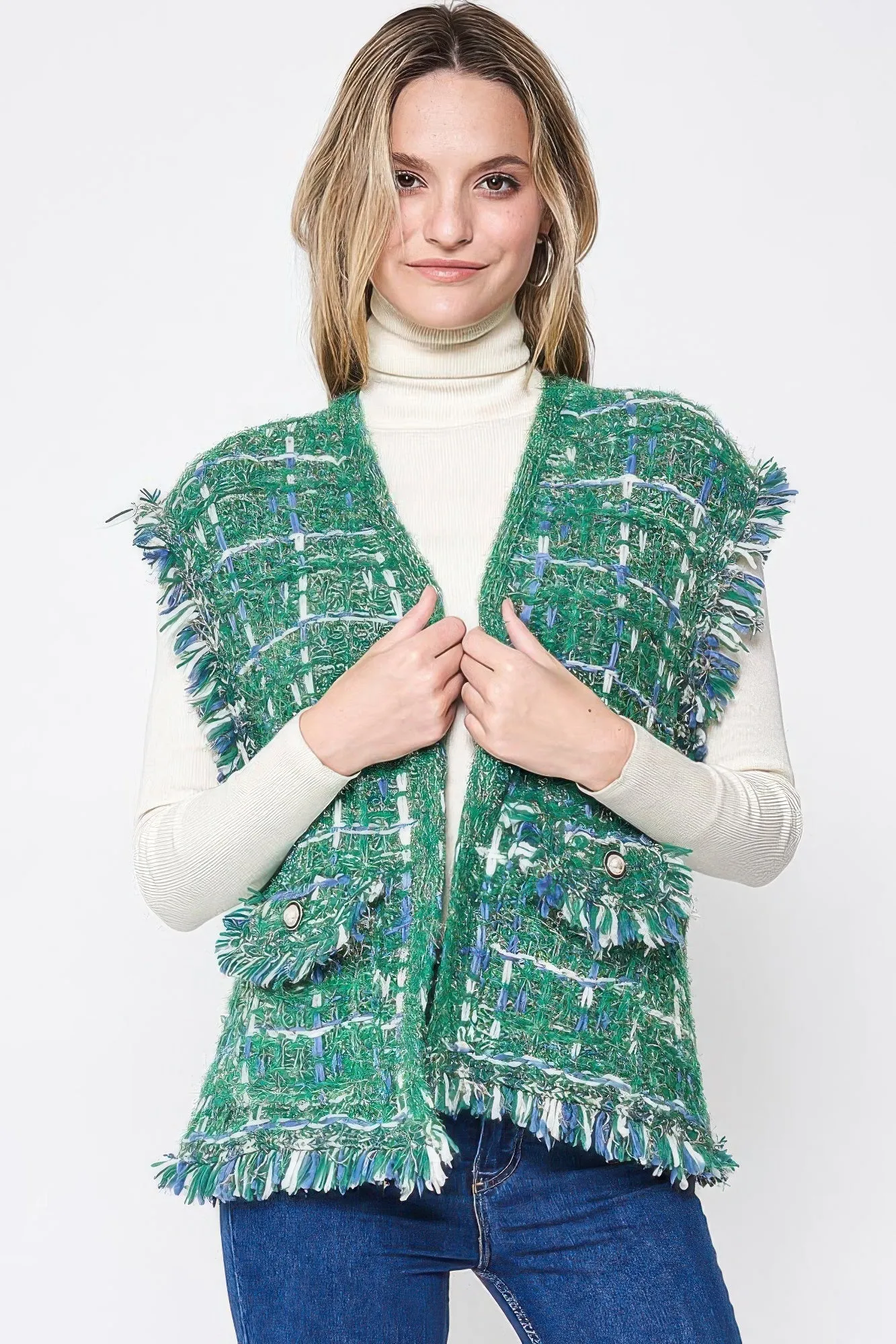 FASHNZFAB Plaid Tweed Vest