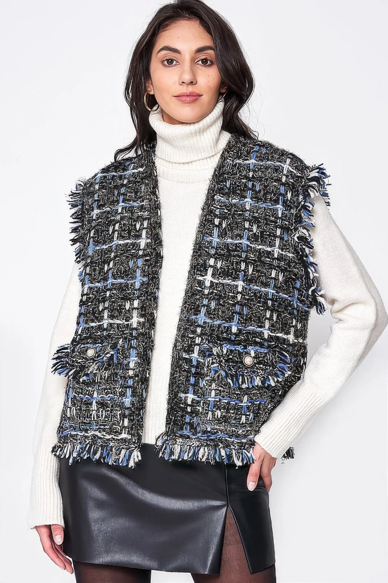 FASHNZFAB Plaid Tweed Vest