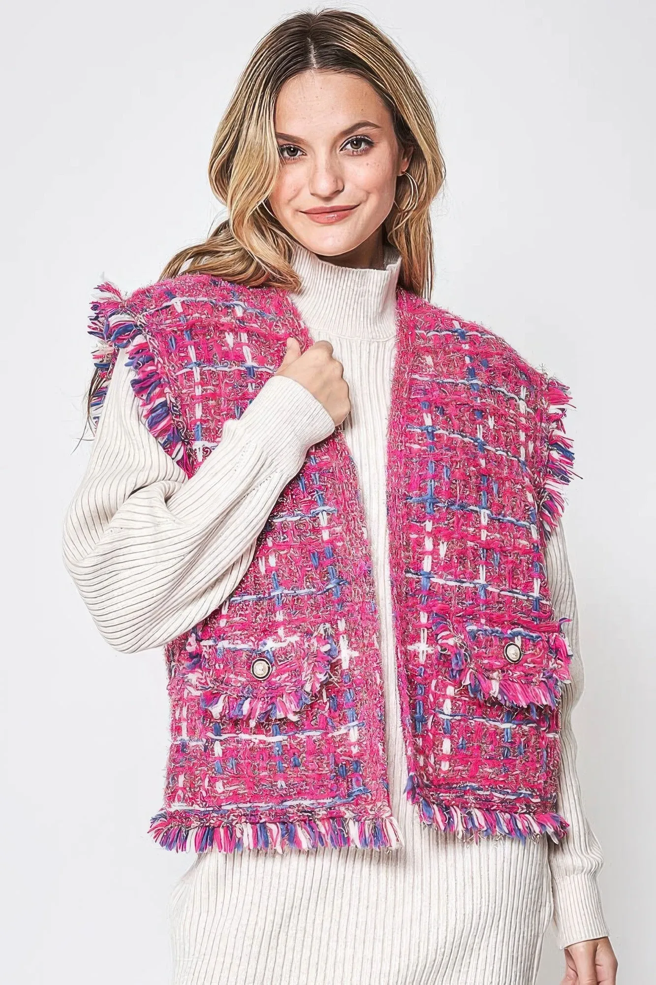 FASHNZFAB Plaid Tweed Vest