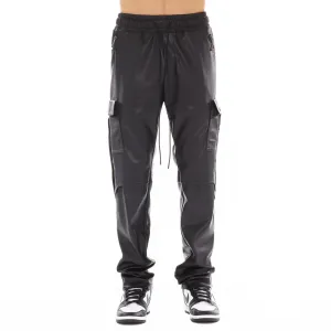 Faux Leather Cargo In Black