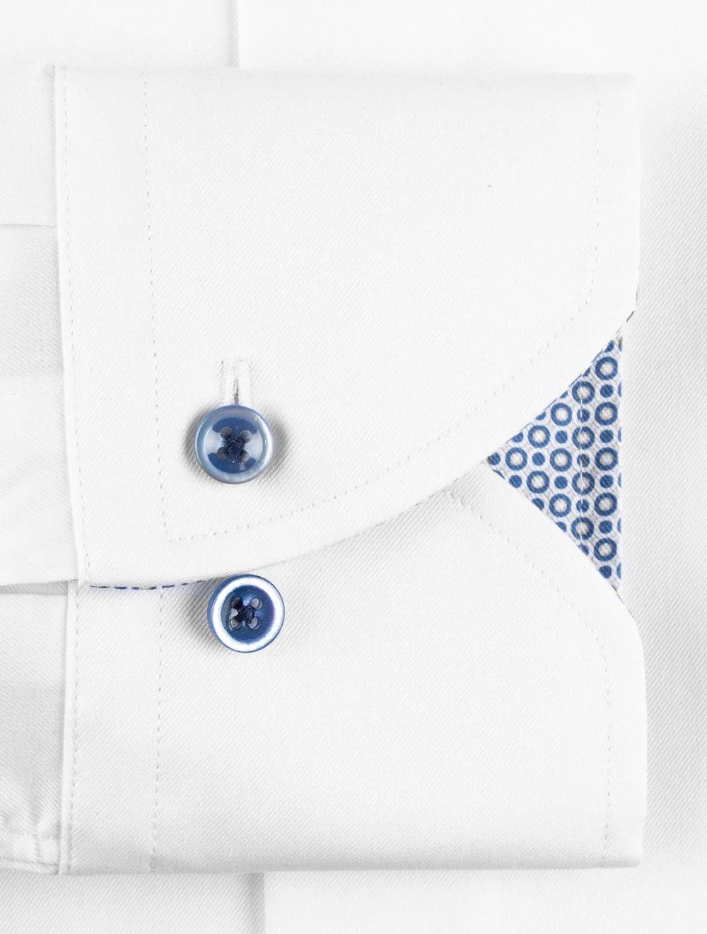 Fitted Contrast Inlay Shirt White