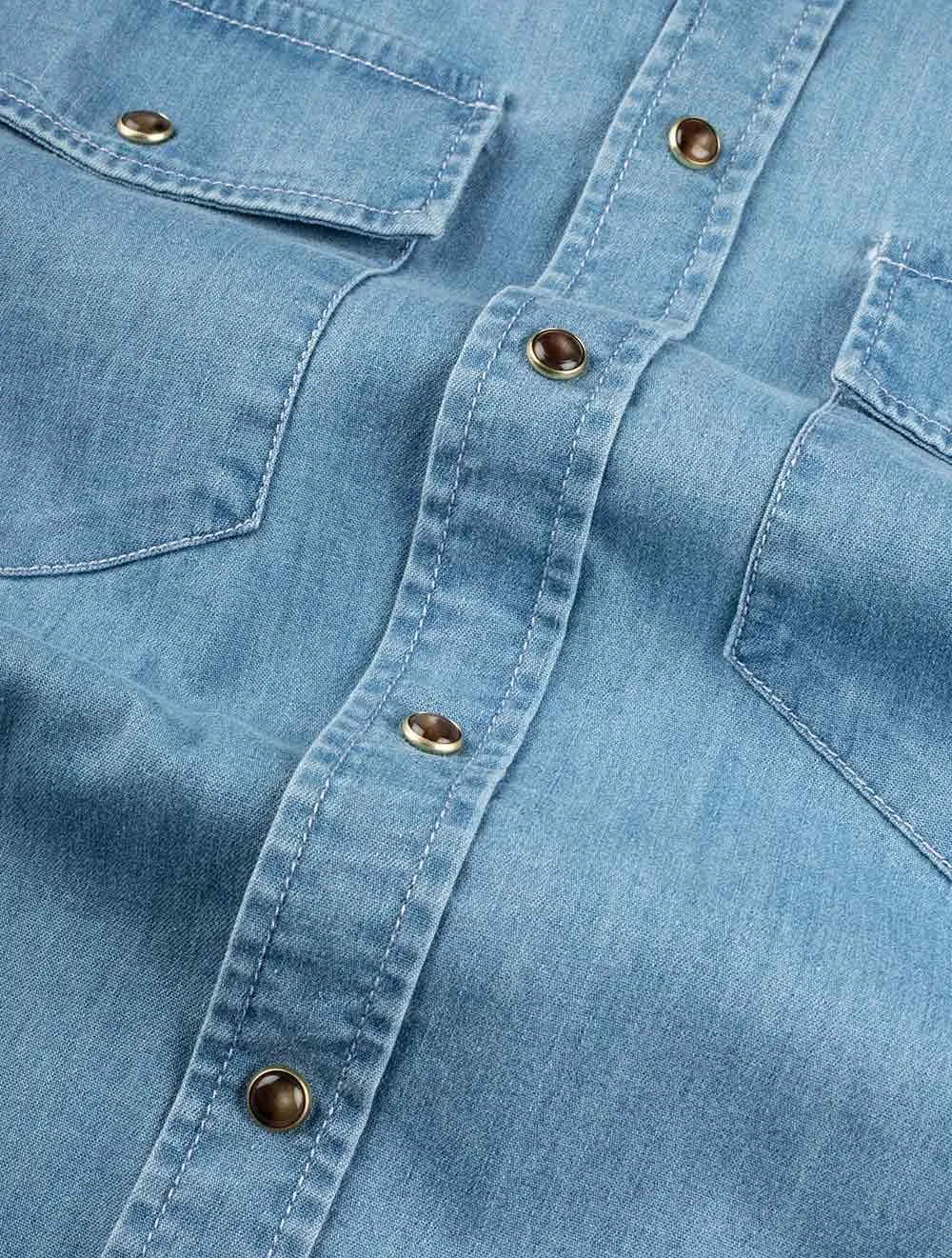 Fitted Denim Shirt With Pocket Blue