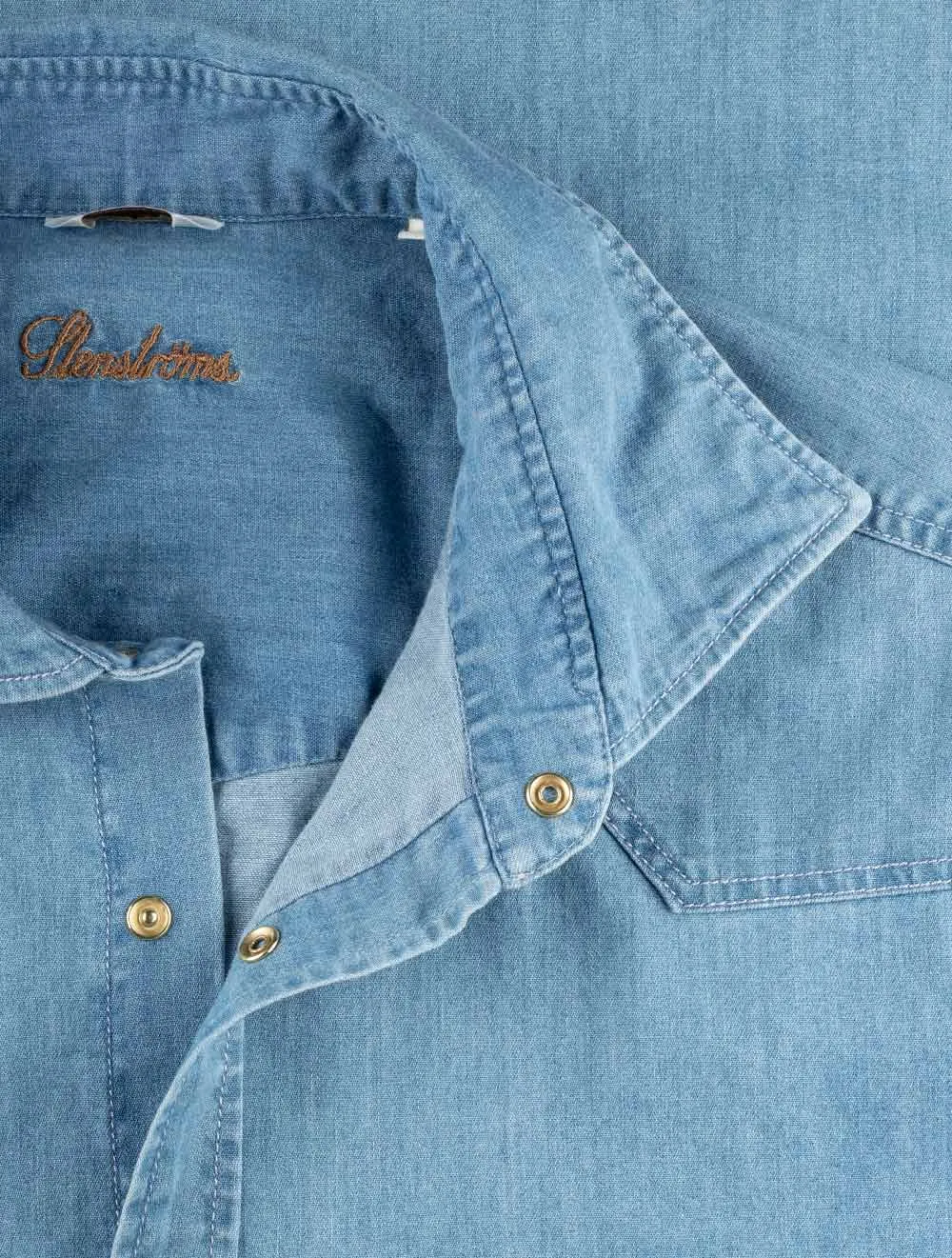 Fitted Denim Shirt With Pocket Blue