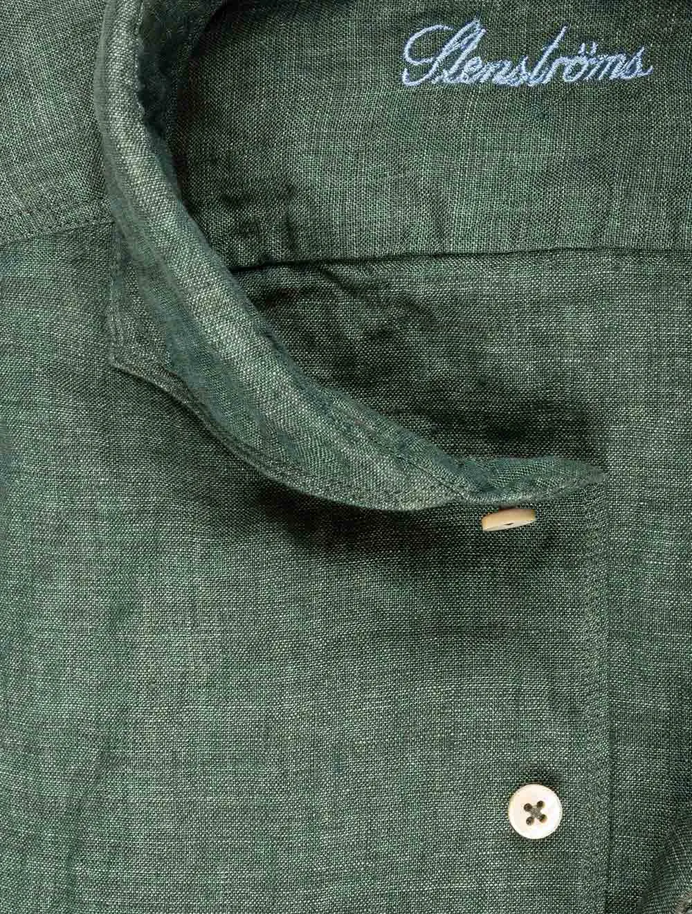 Fitted Linen Shirt Green