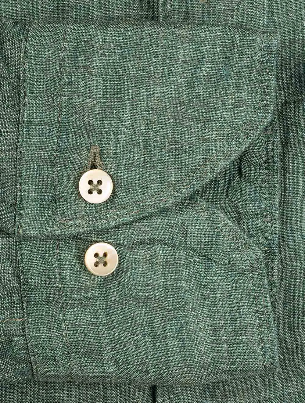 Fitted Linen Shirt Green