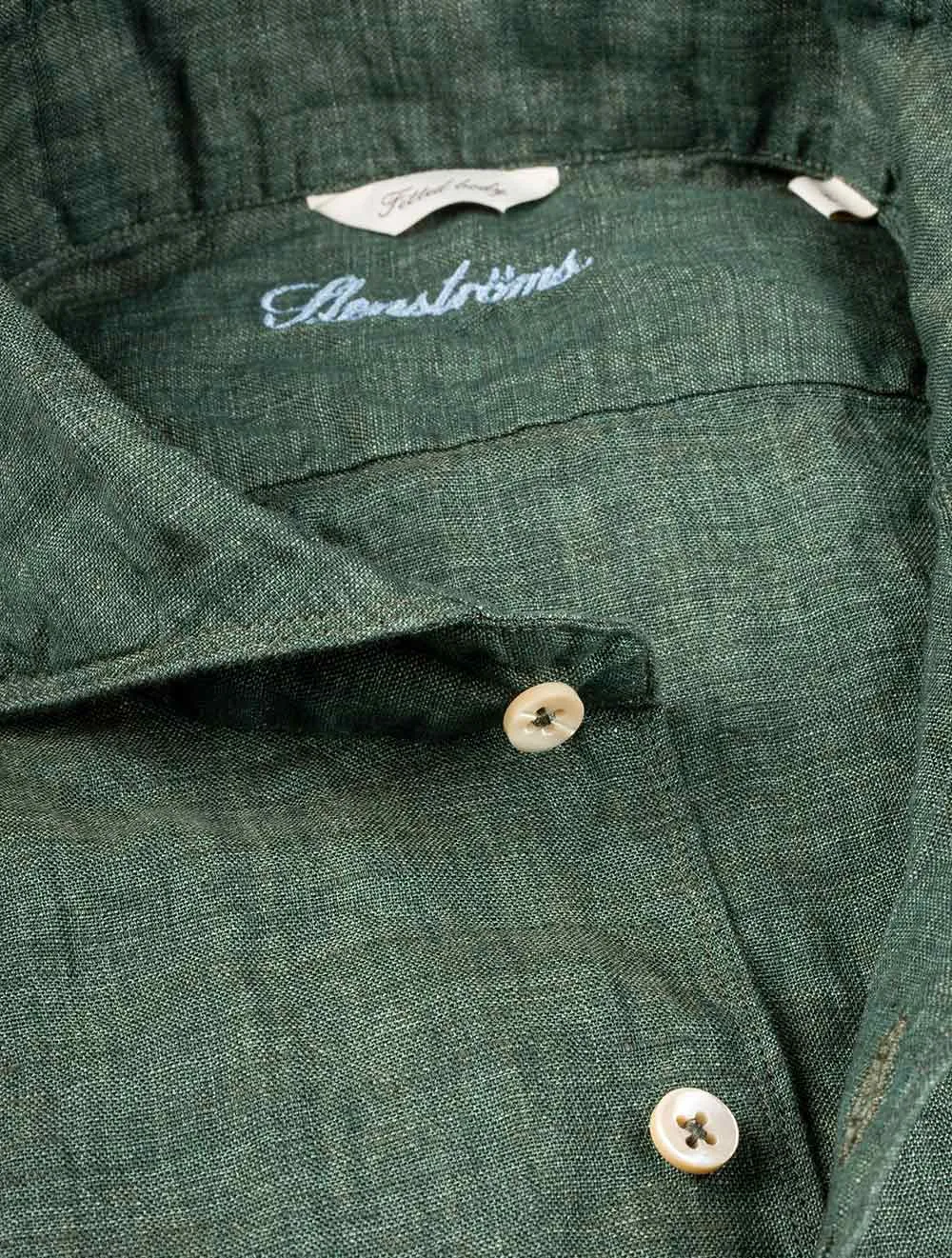 Fitted Linen Shirt Green