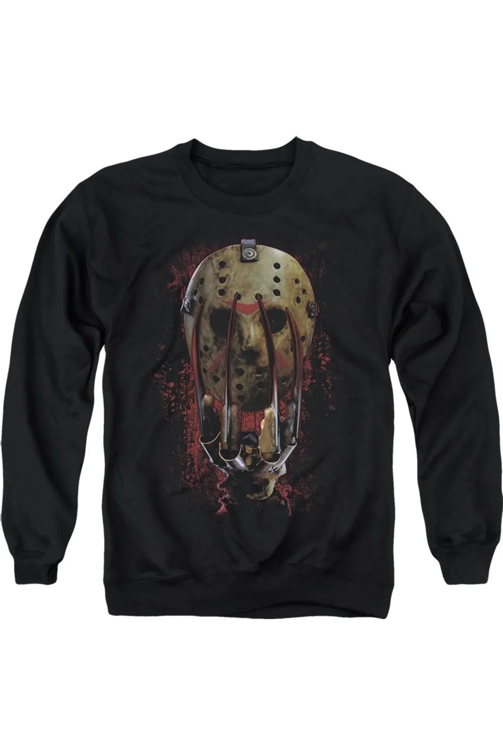 Freddy Vs Jason Mask And Claws Adult Crewneck Sweatshirt