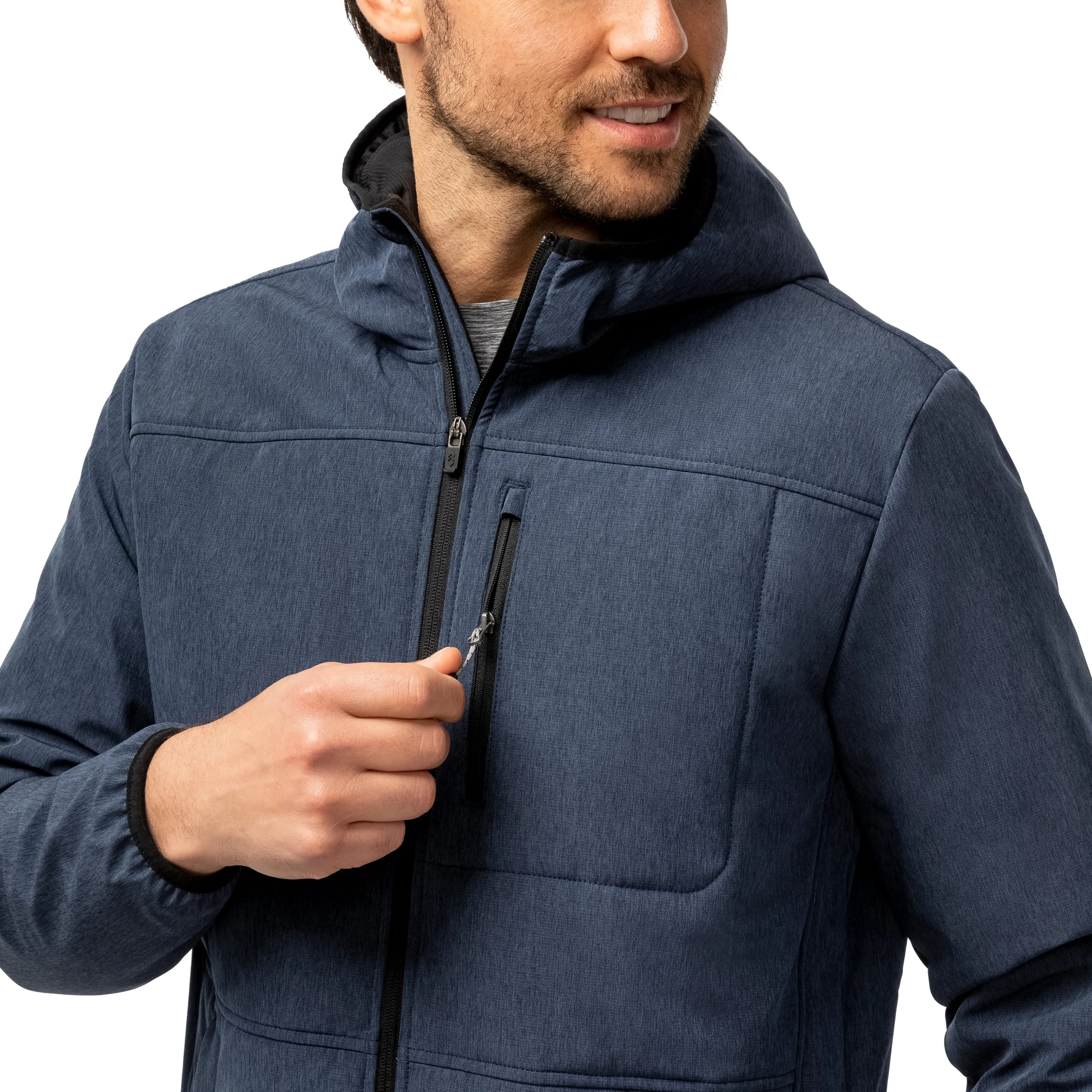 Free Country Men's Melange Stretch Full Zip Hoodie