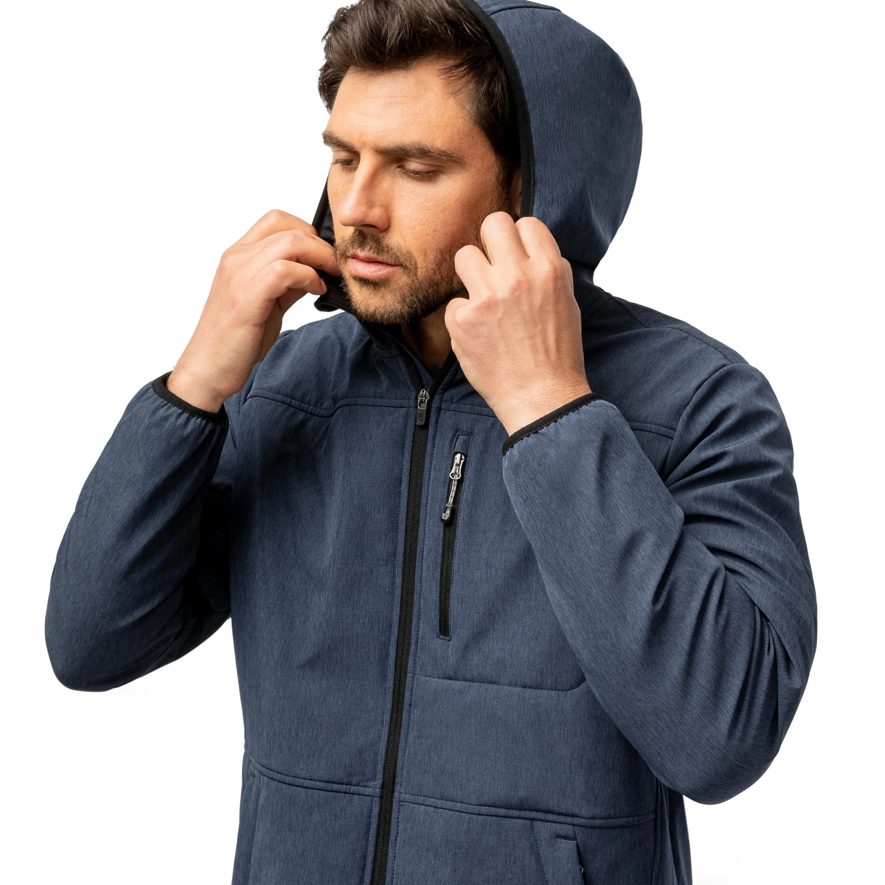 Free Country Men's Melange Stretch Full Zip Hoodie