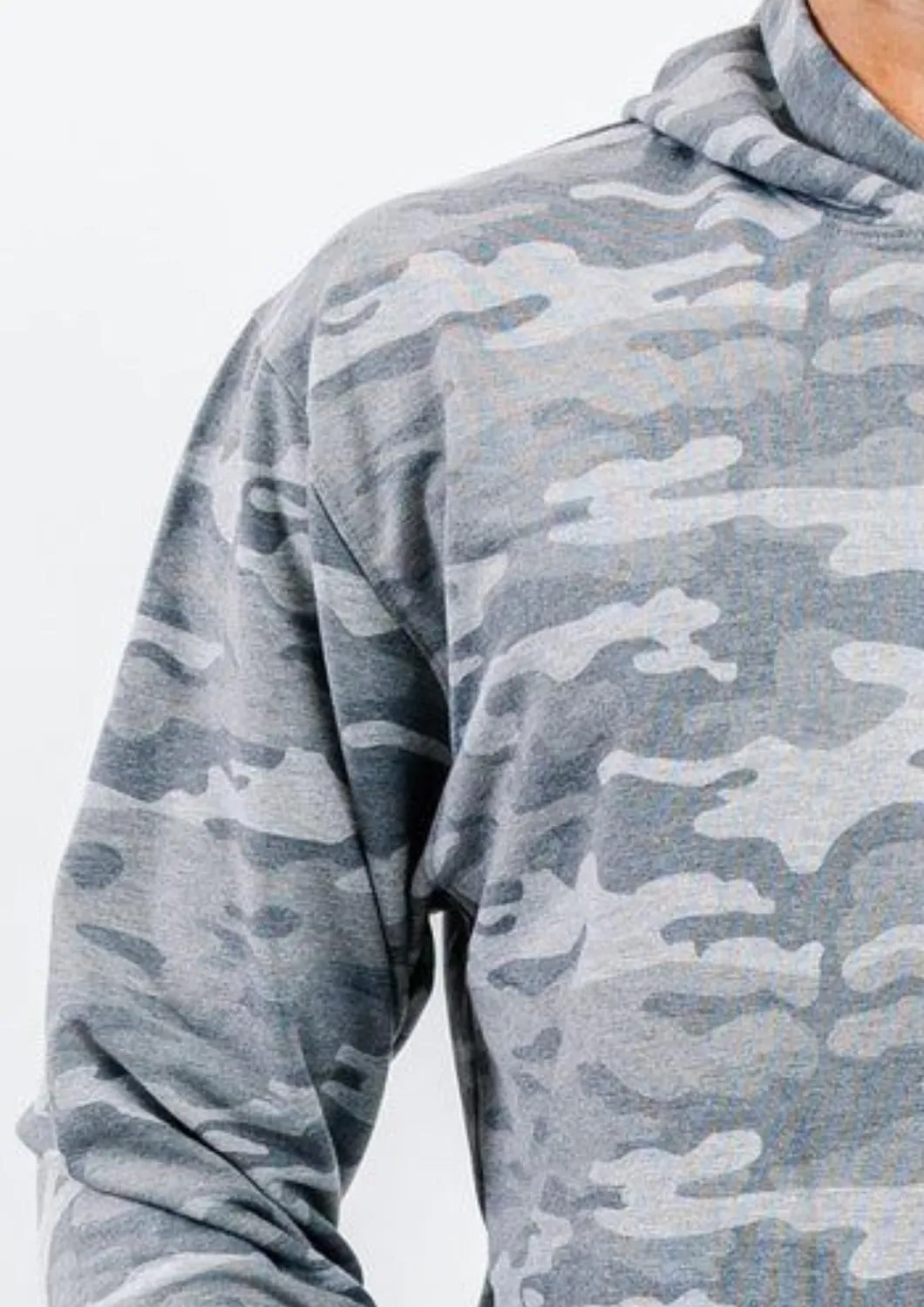 French Terry Hoodie In Grey Camo