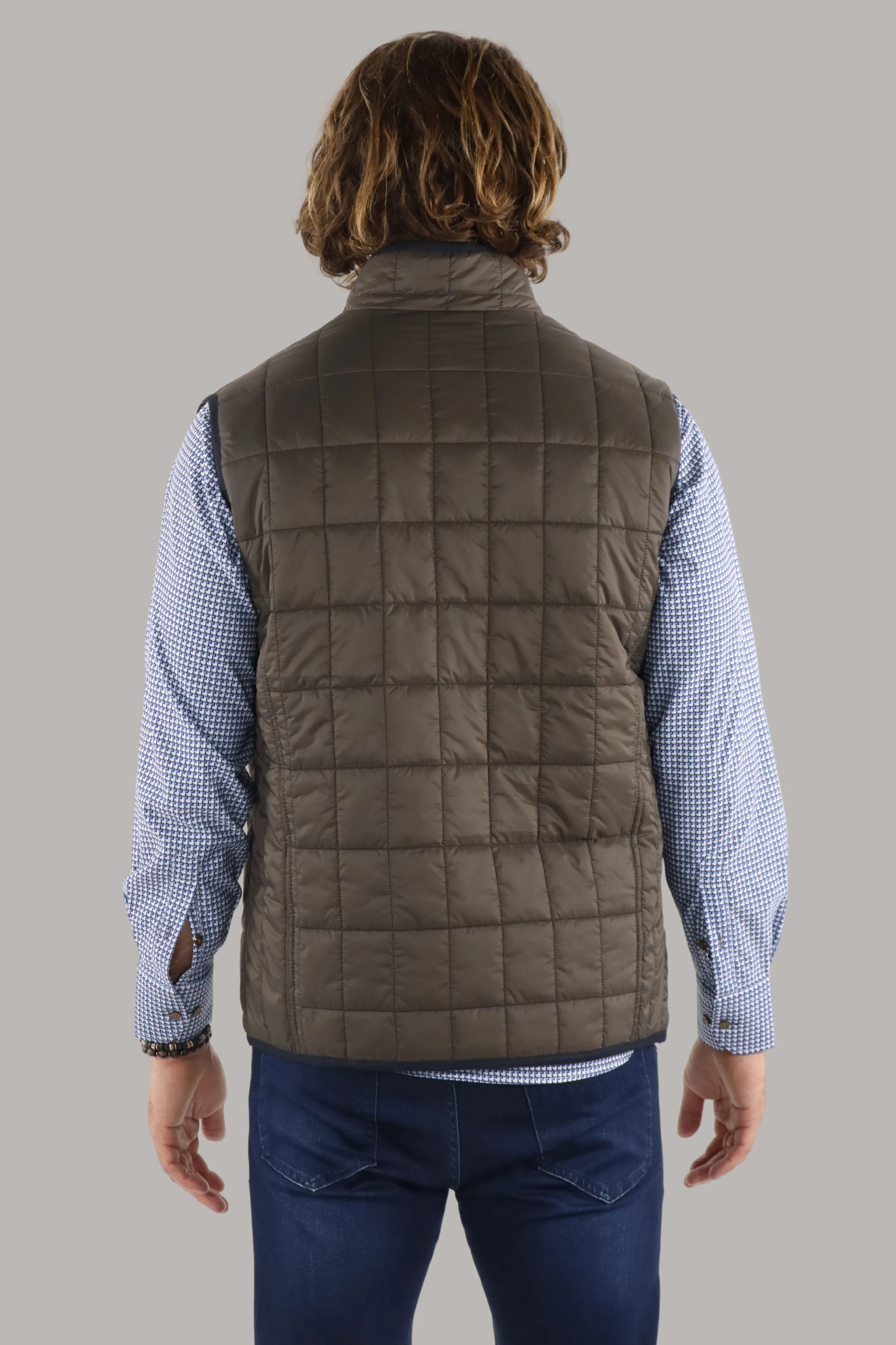 Full Zip Brown Quilted Vest
