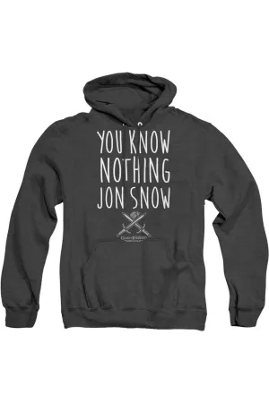 Game Of Thrones You Know Nothing Jon Snow Adult Heather Hoodie / Hooded Sweatshirt