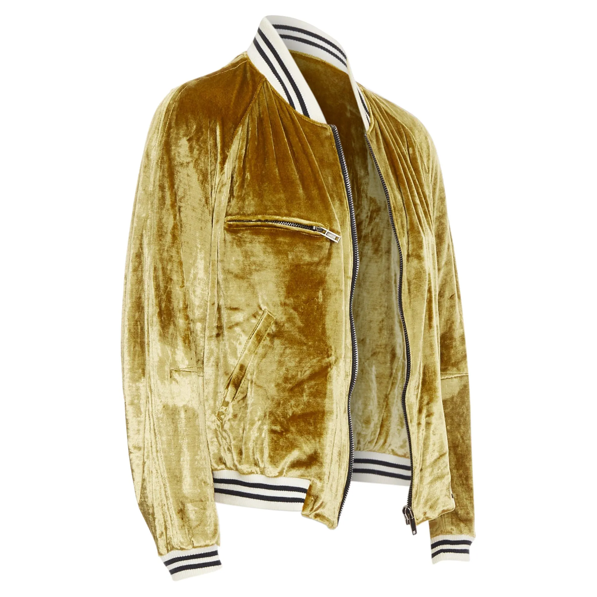 Haider Ackermann Runway Crushed Velvet Teddy Bomber Jacket