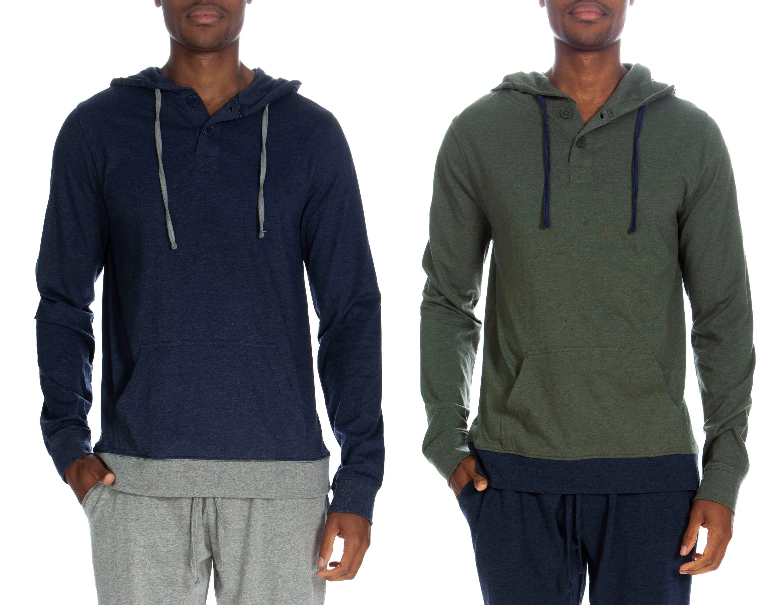 Henley Hoody With Contrast Hem 2 pack