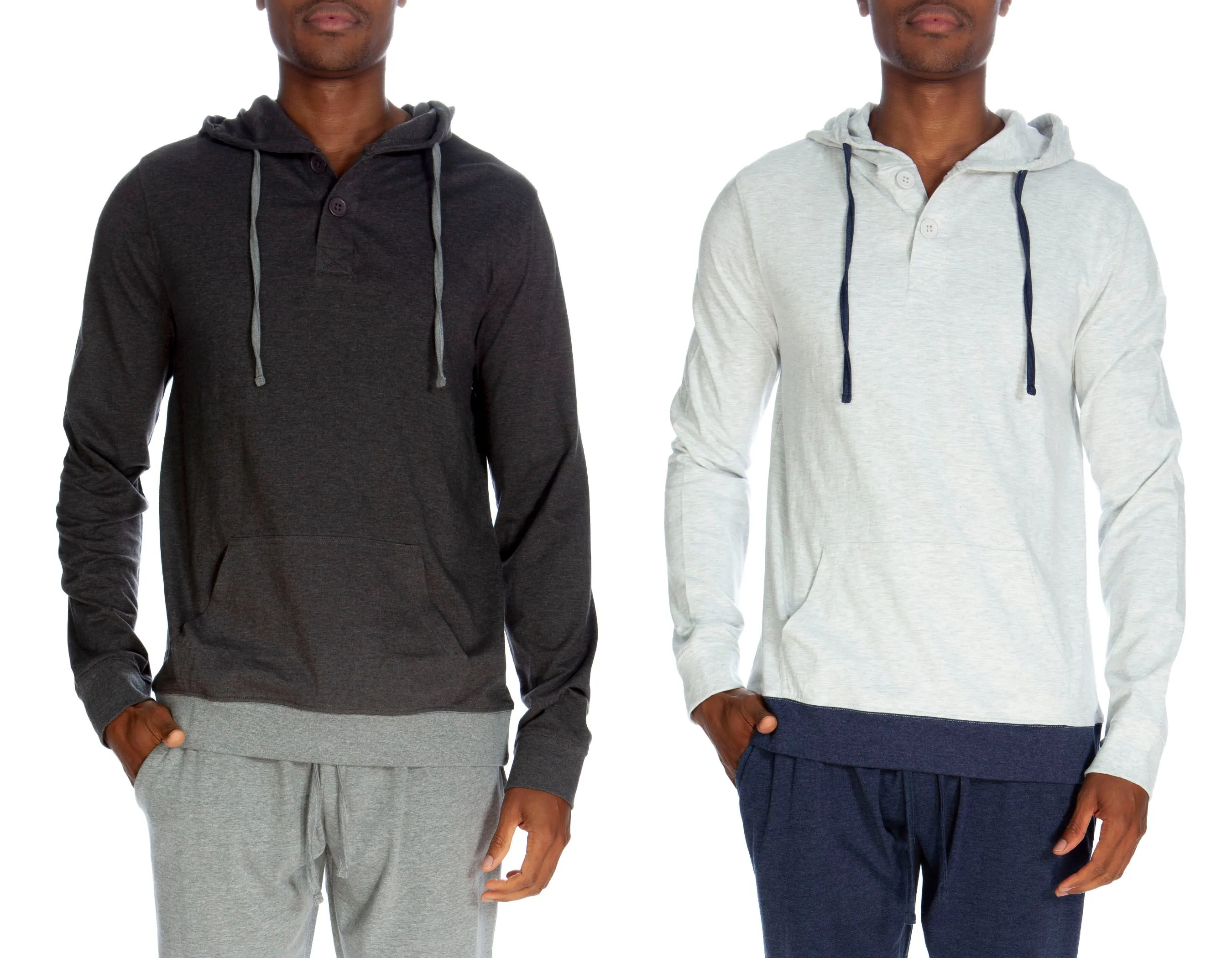 Henley Hoody With Contrast Hem 2 pack