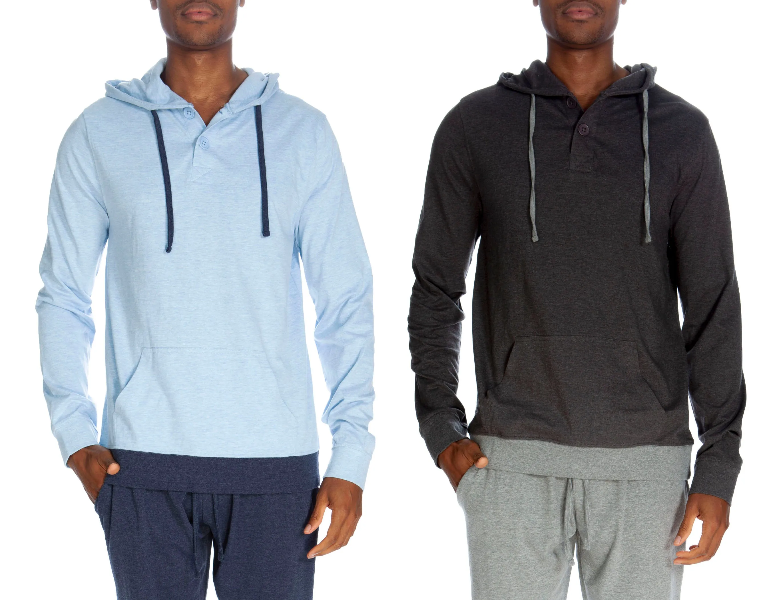 Henley Hoody With Contrast Hem 2 pack