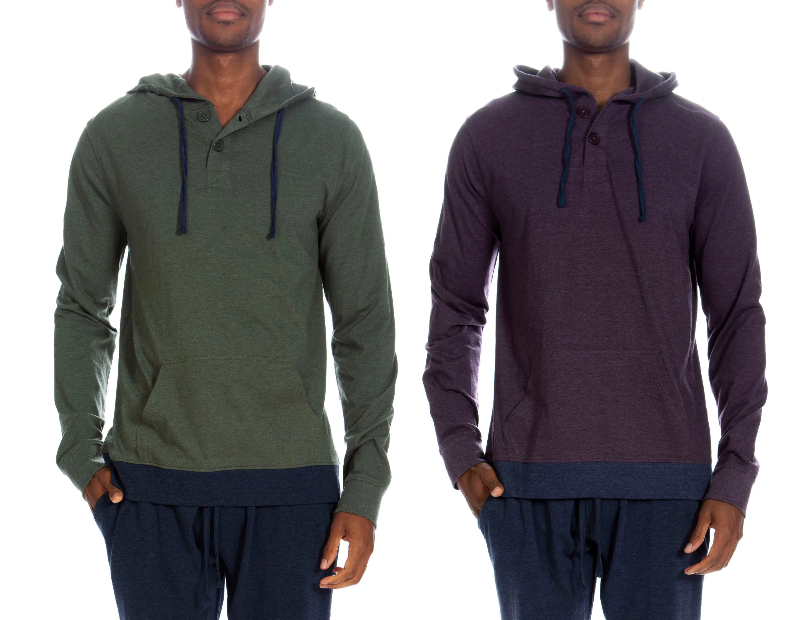 Henley Hoody With Contrast Hem 2 pack