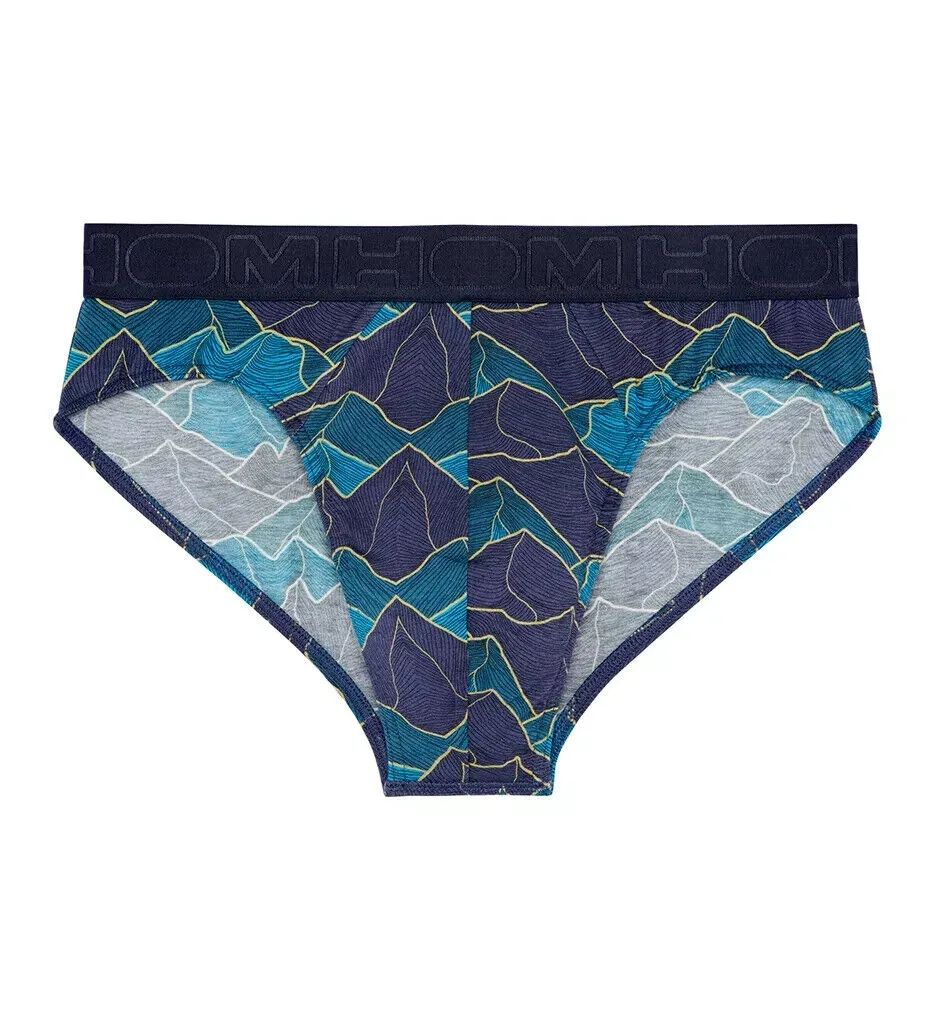 HOM Lino 402634 Underwear Men's Small Navy Leaf Print Stretch Mini Brief JDM345