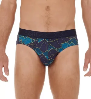 HOM Lino 402634 Underwear Men's Small Navy Leaf Print Stretch Mini Brief JDM345