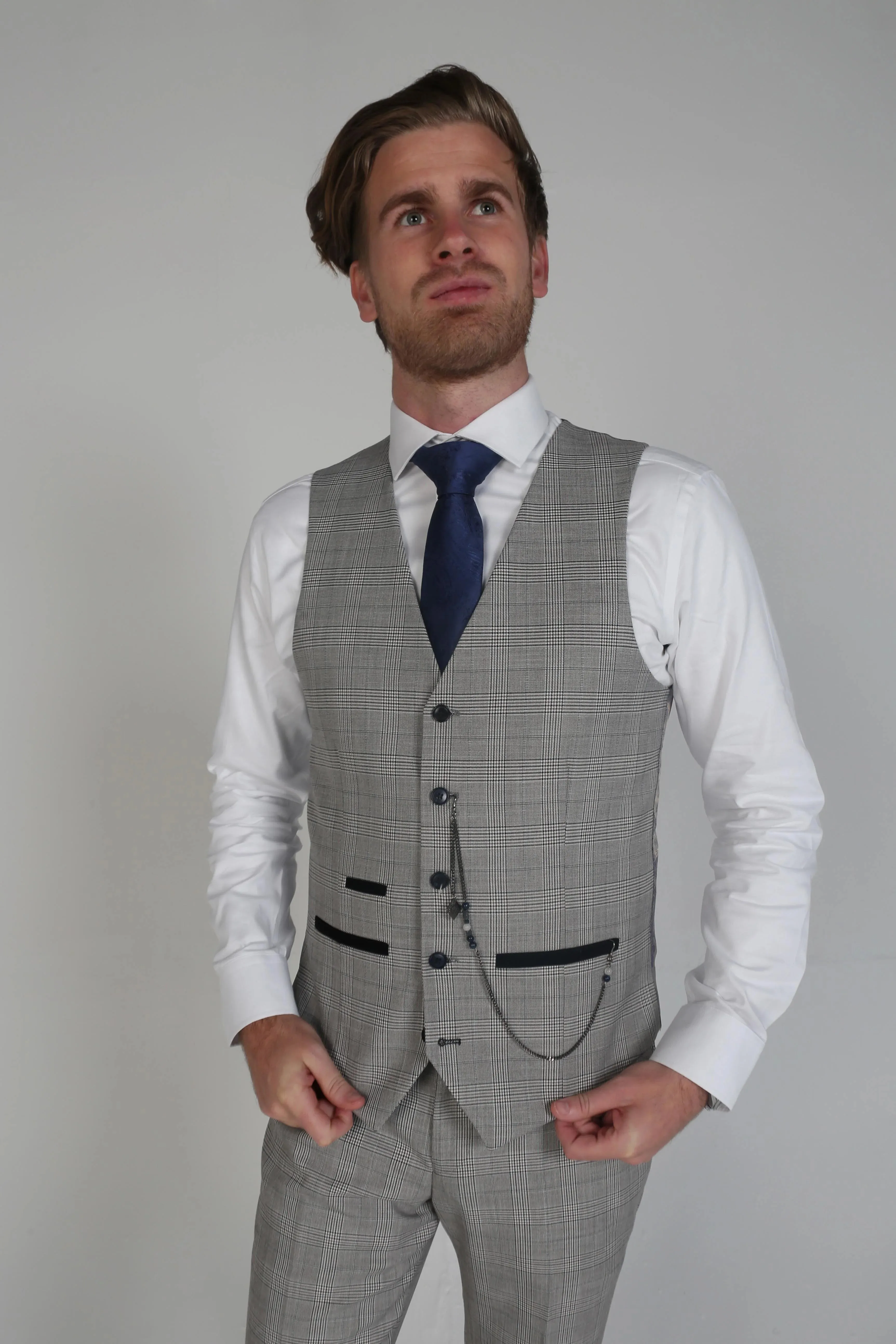 Hugo Check Grey Waistcoat