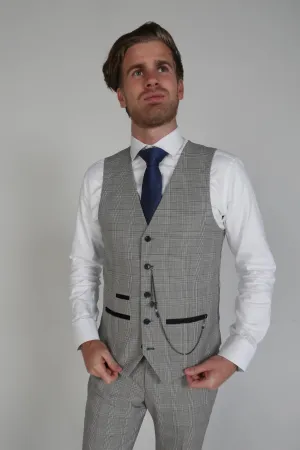 Hugo Check Grey Waistcoat