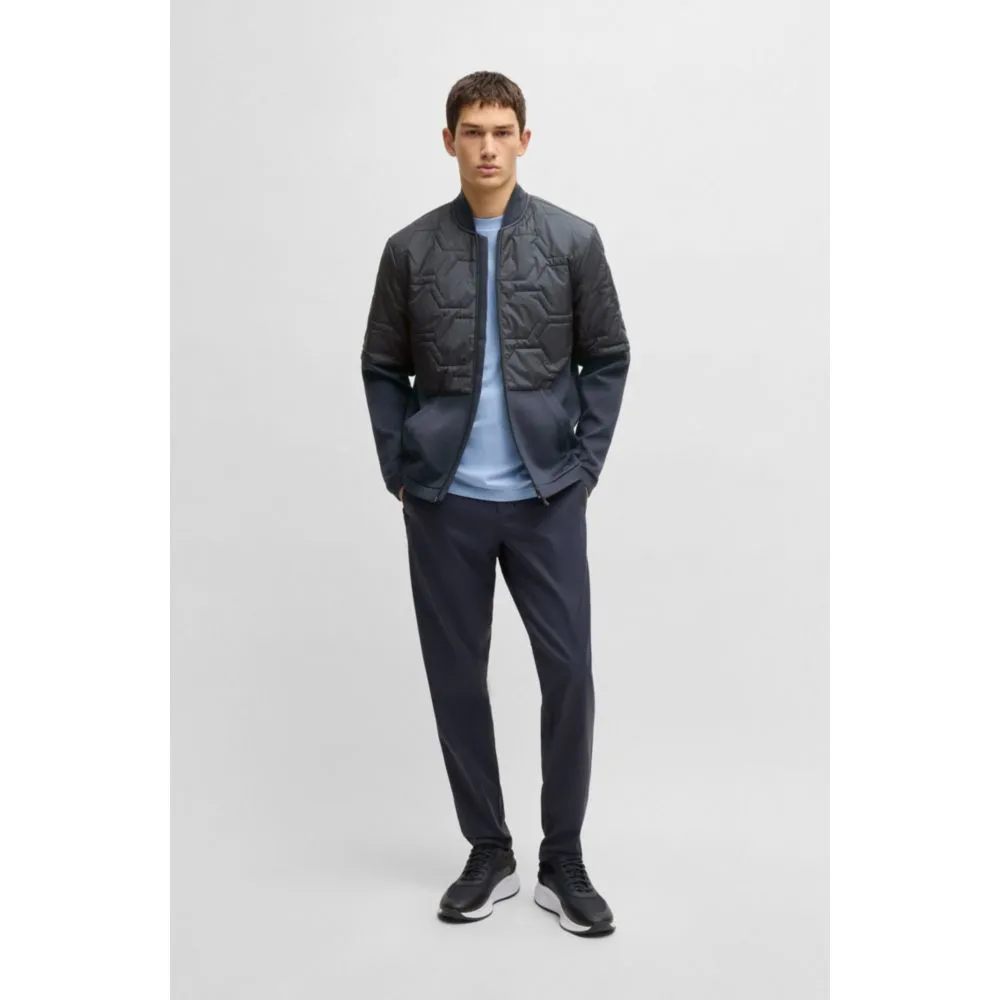 Hybrid sweatshirt with quilted upper body and mesh lining