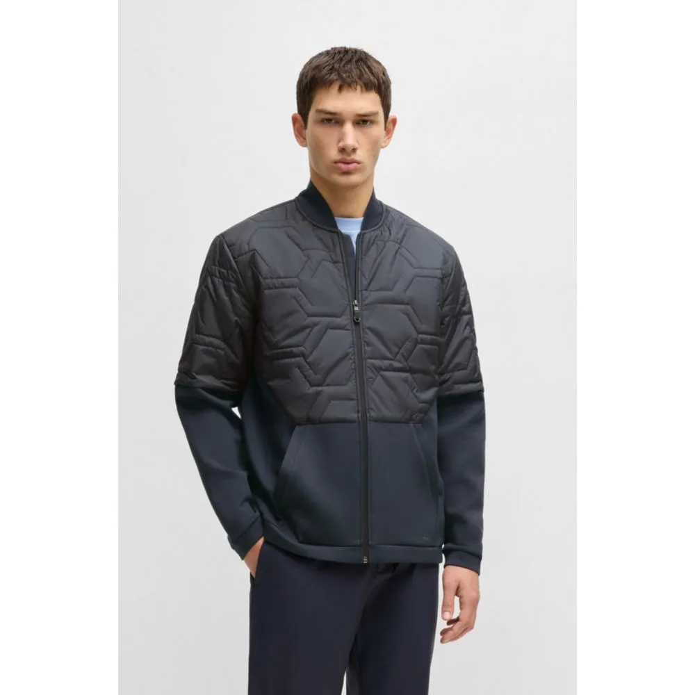 Hybrid sweatshirt with quilted upper body and mesh lining