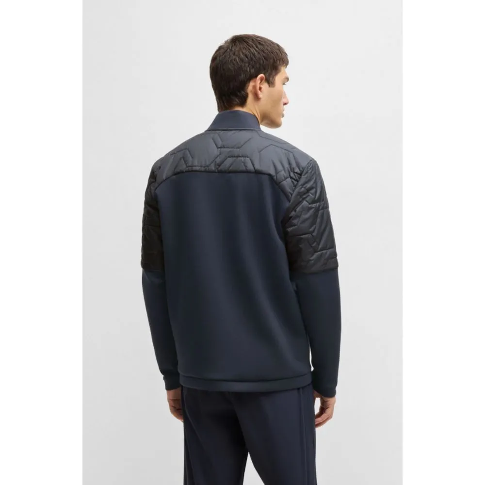 Hybrid sweatshirt with quilted upper body and mesh lining