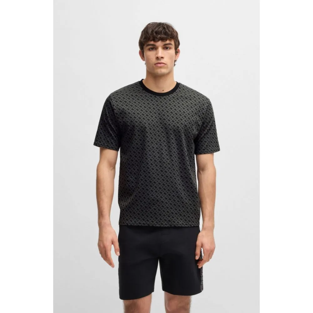 Interlock-cotton pajama T-shirt with Double B monogram print