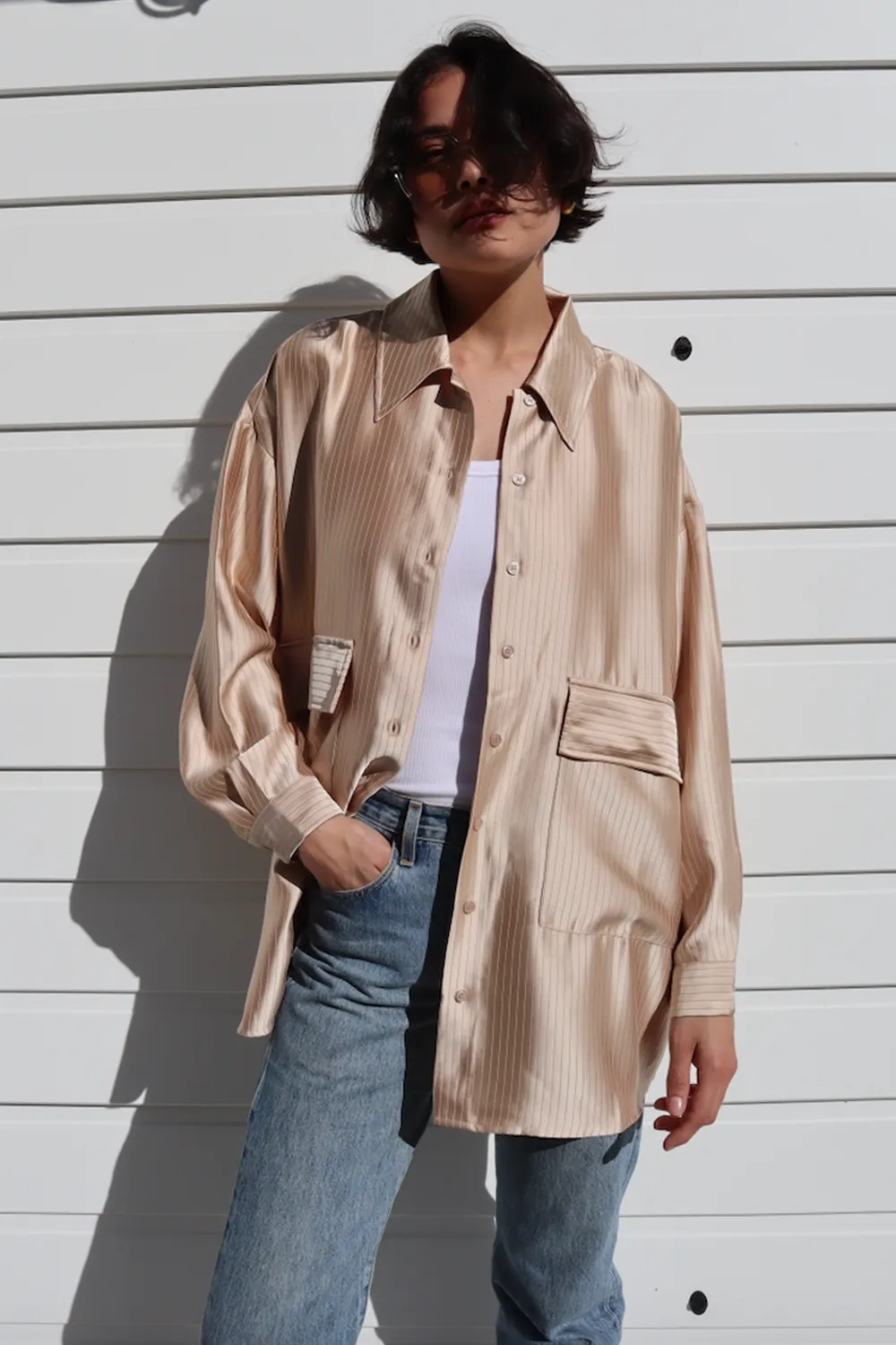 Knox Stripe Shirt Beige