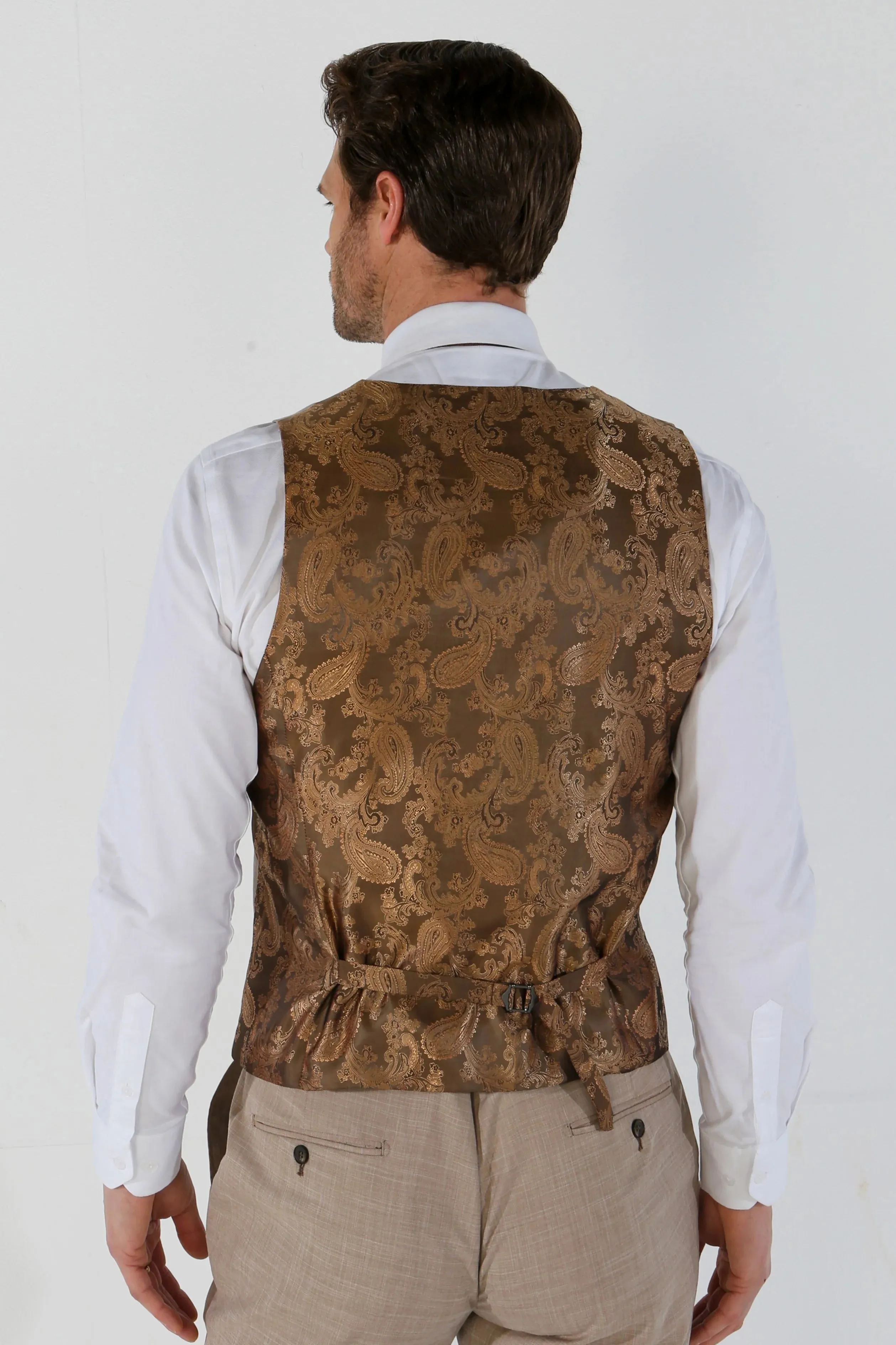 Kurt Tailored Fit Plain Beige Waistcoat