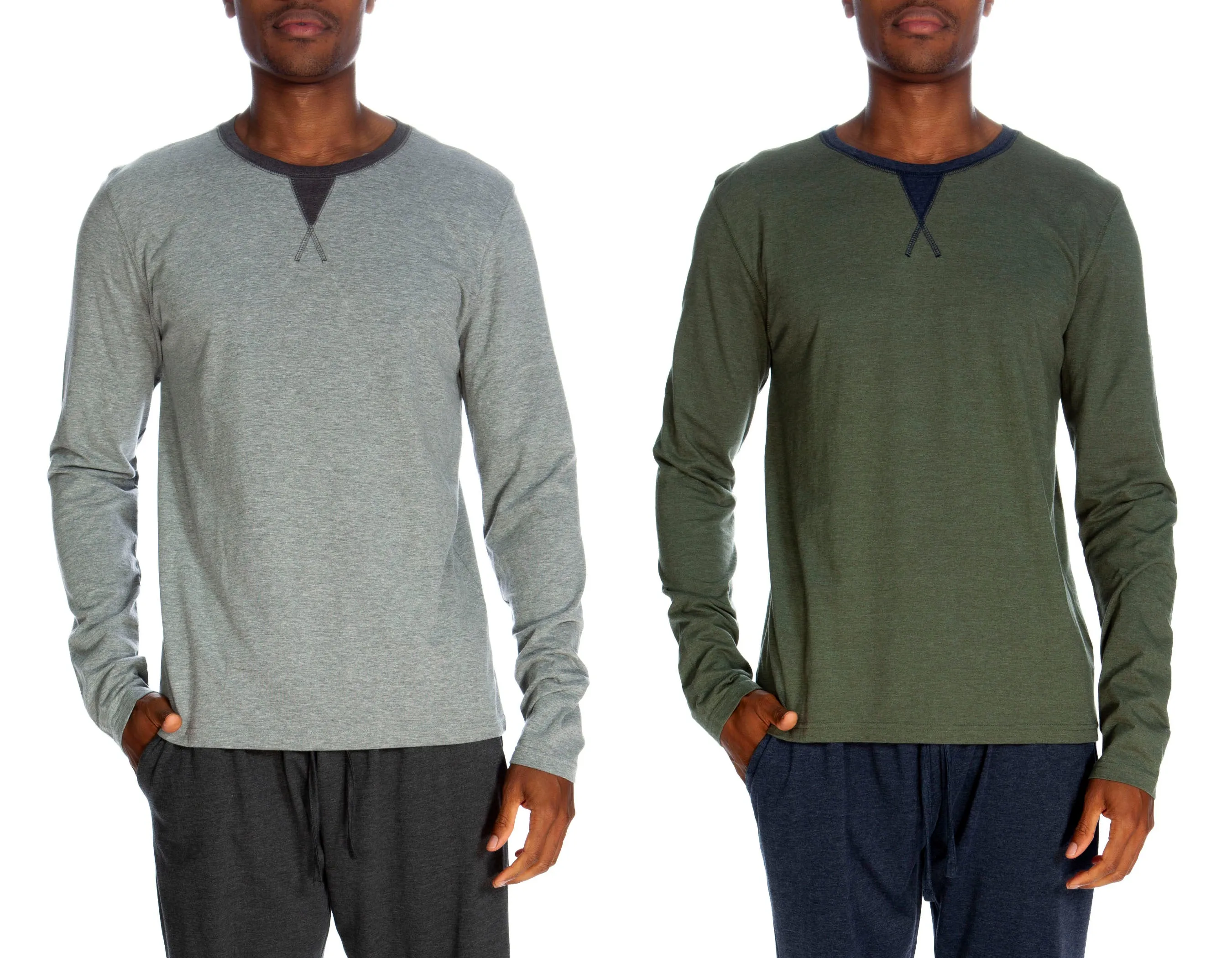 Long Sleeve Contrast Crew 2 Pack