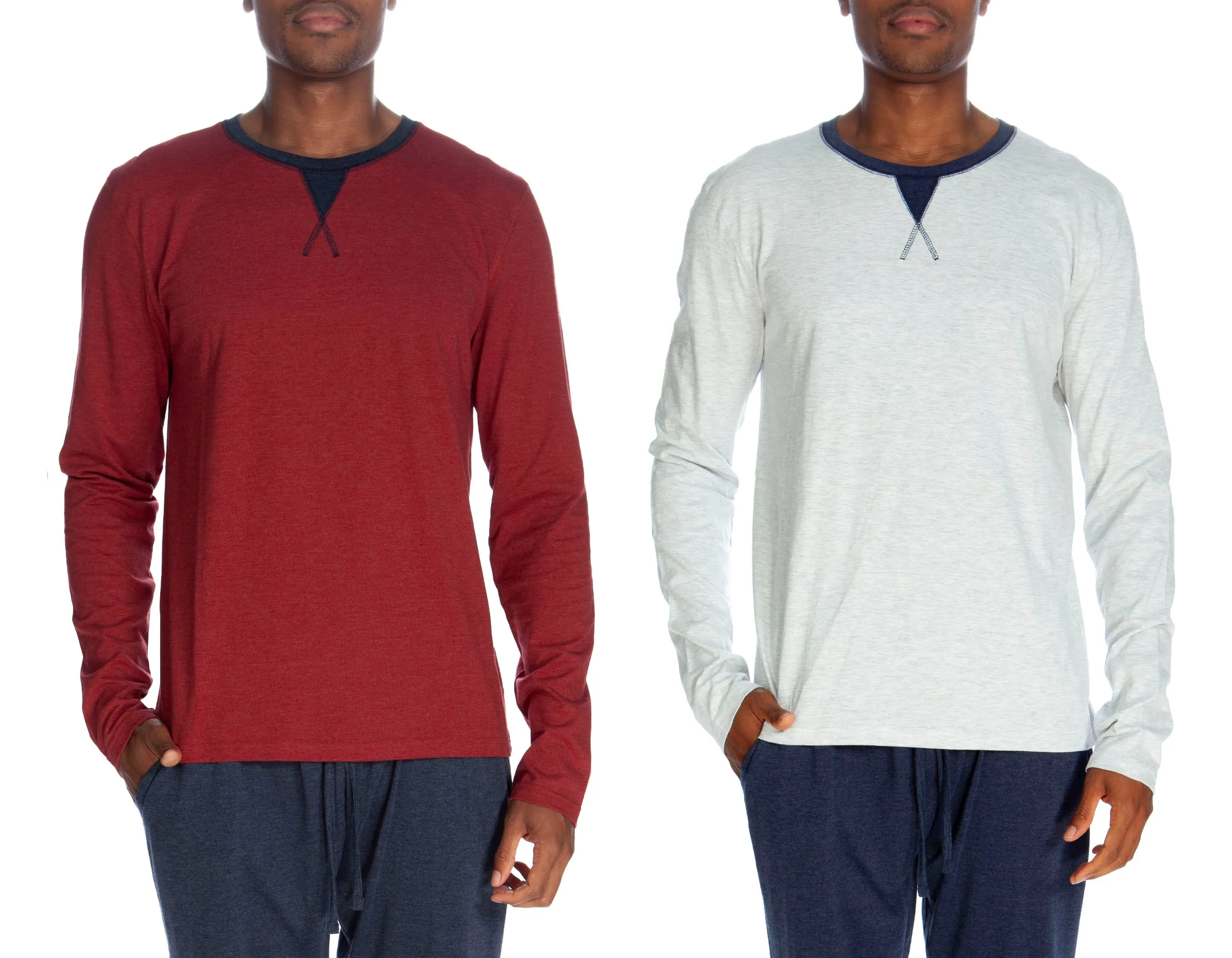Long Sleeve Contrast Crew 2 Pack