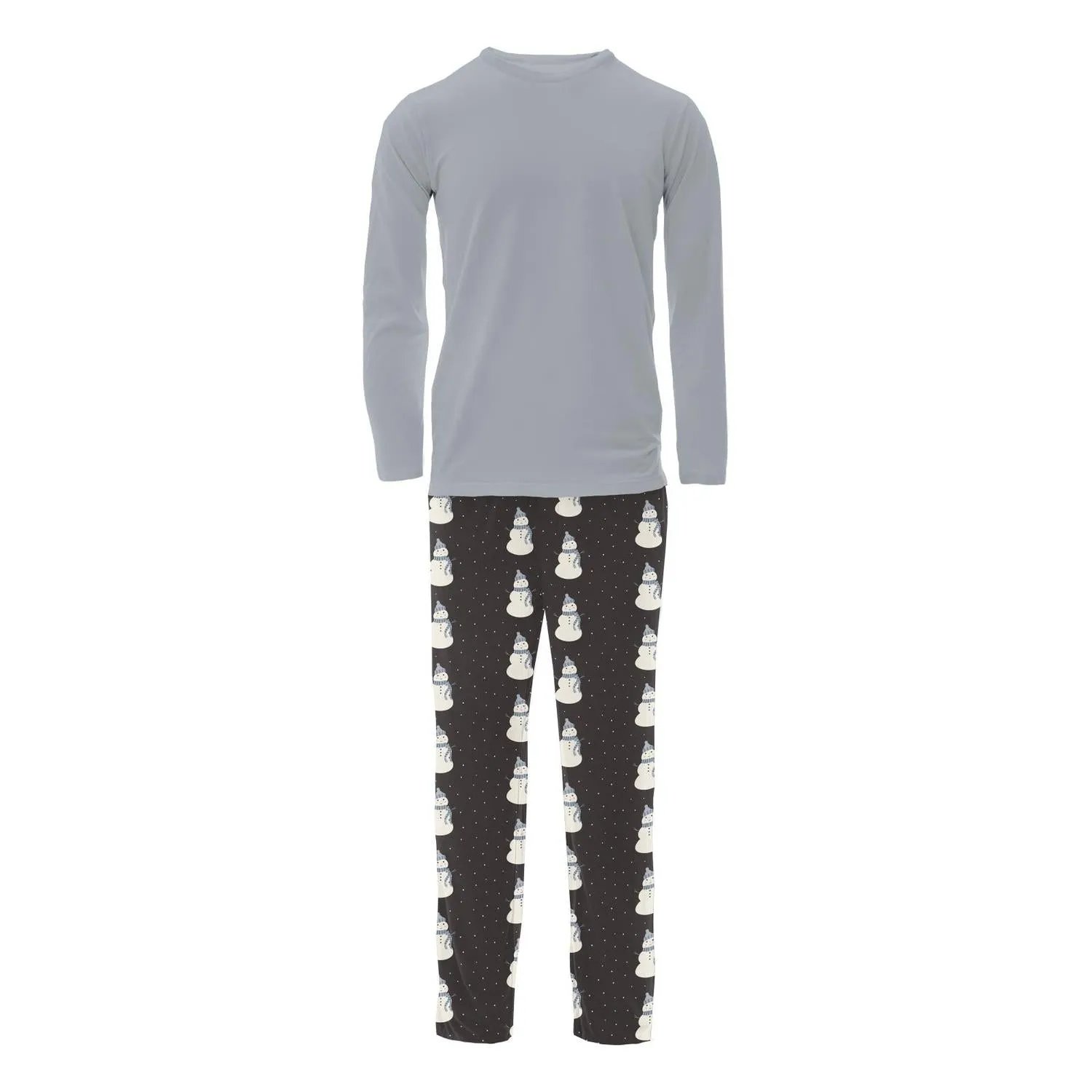 Long Sleeve Pajama Set In Midnight Snowman
