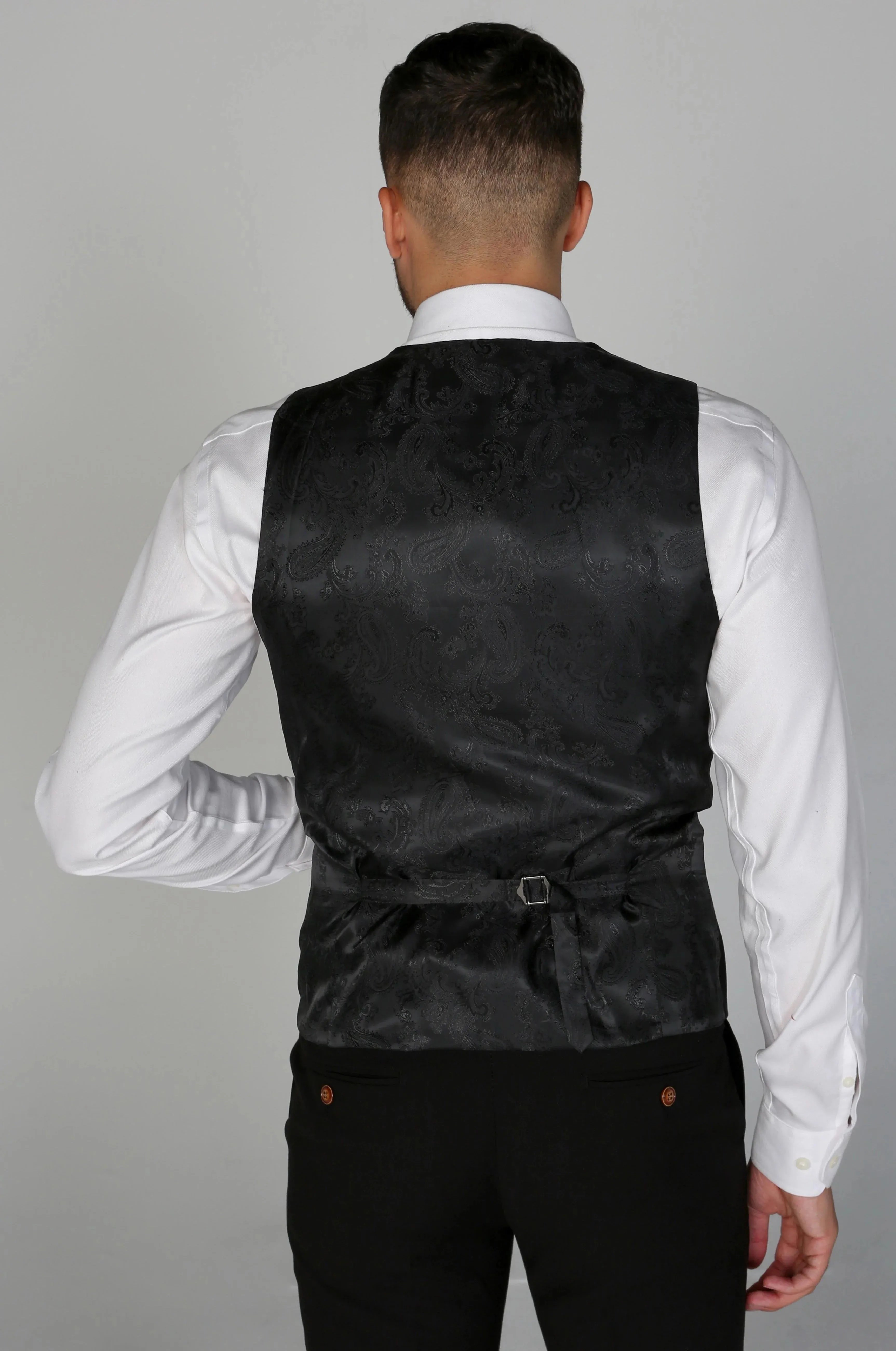 Mayfair Birdseye Black Waistcoat Wedding Prom Attire