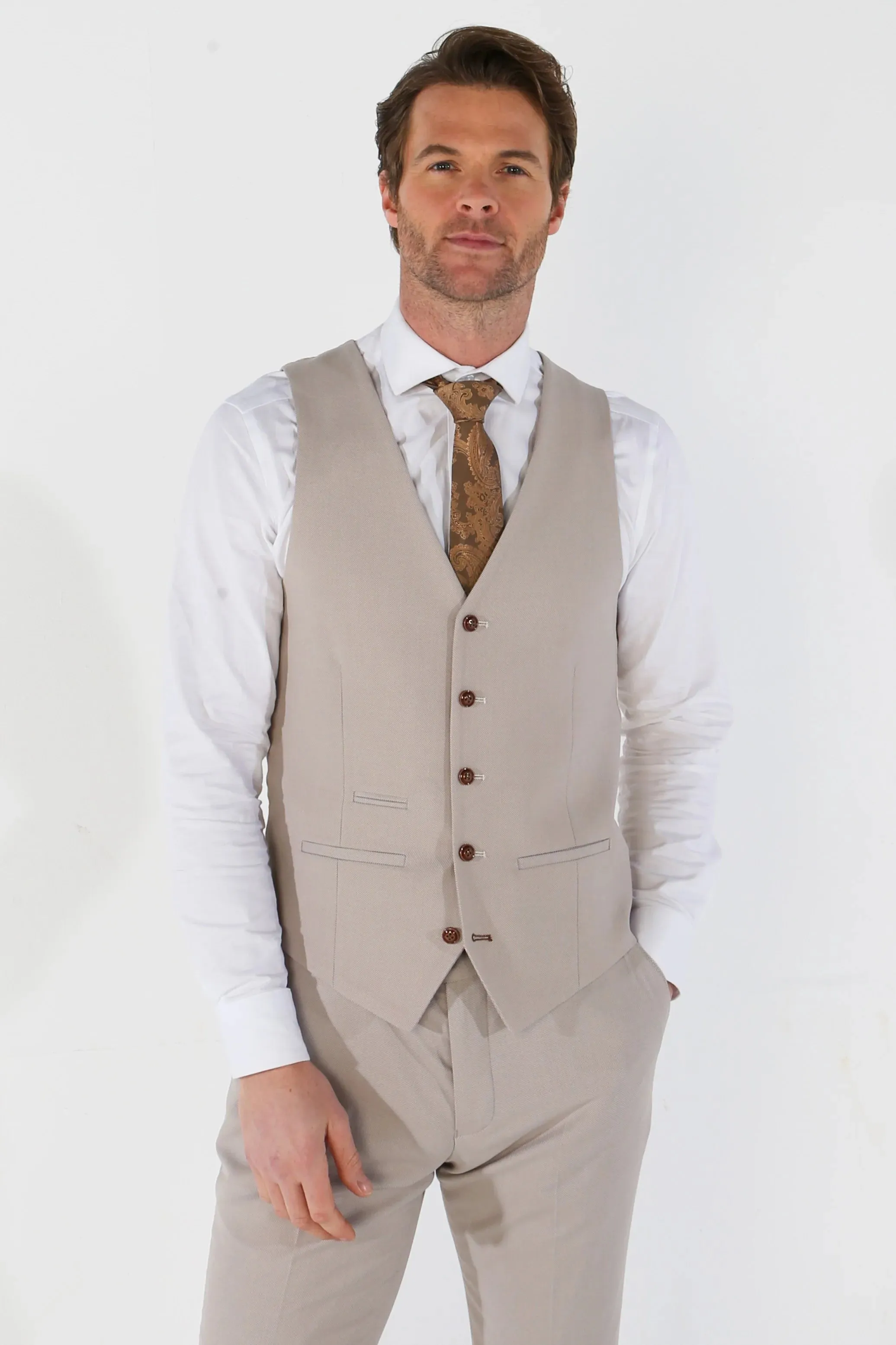 Mayfair Birdseye Grey Stone Waistcoat Wedding Prom Attire