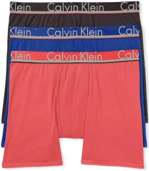 Men's 3 Underwear Comfort Microfiber Boxer Briefs In Surf The Web/azalea/phantom