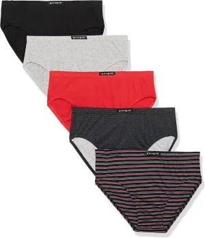 Men's 5-Pack Cotton Low Rise Brief In Grey/red