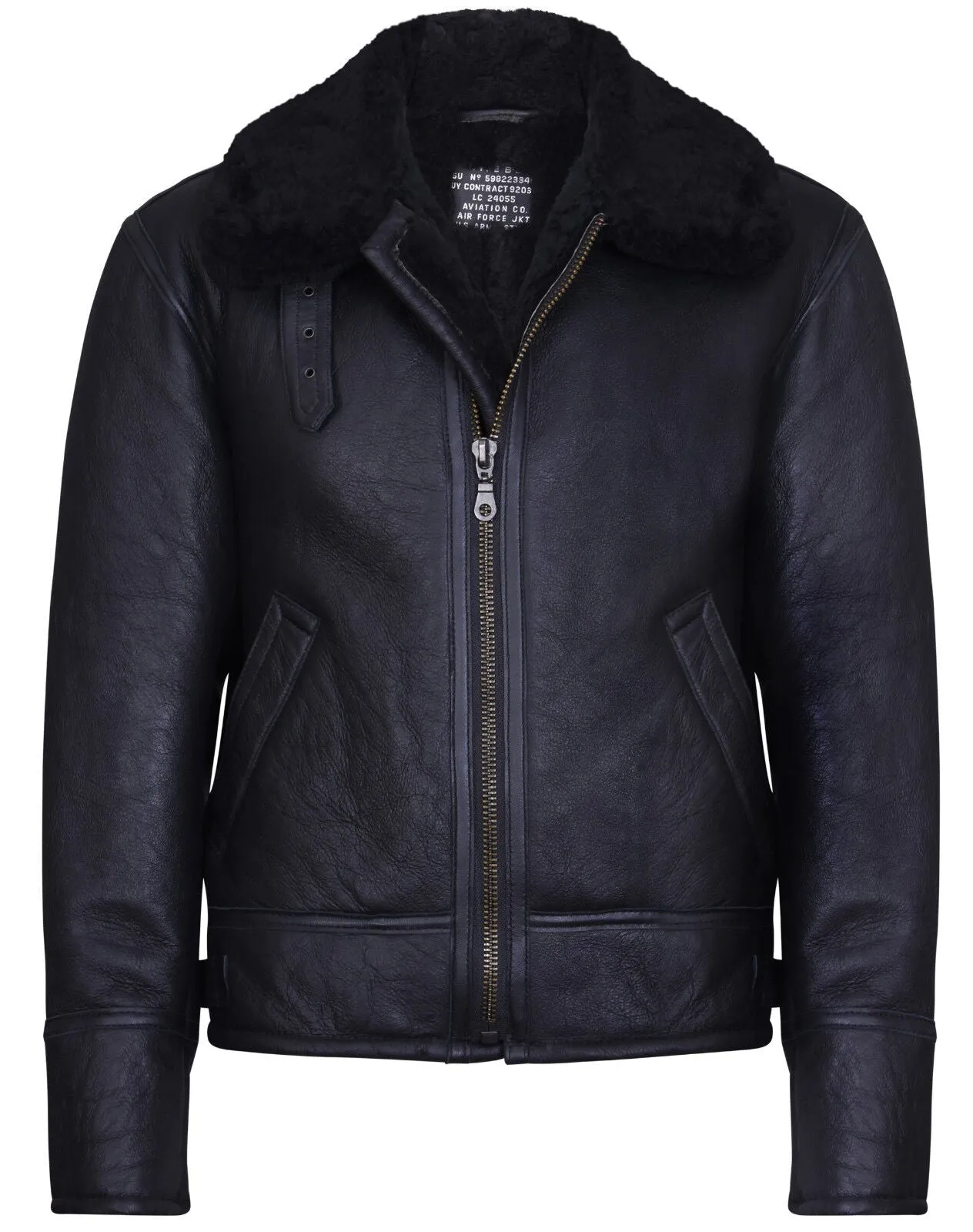 Mens B3 WW2 Leather Sheepskin Aviator Flying Jacket-Charleston