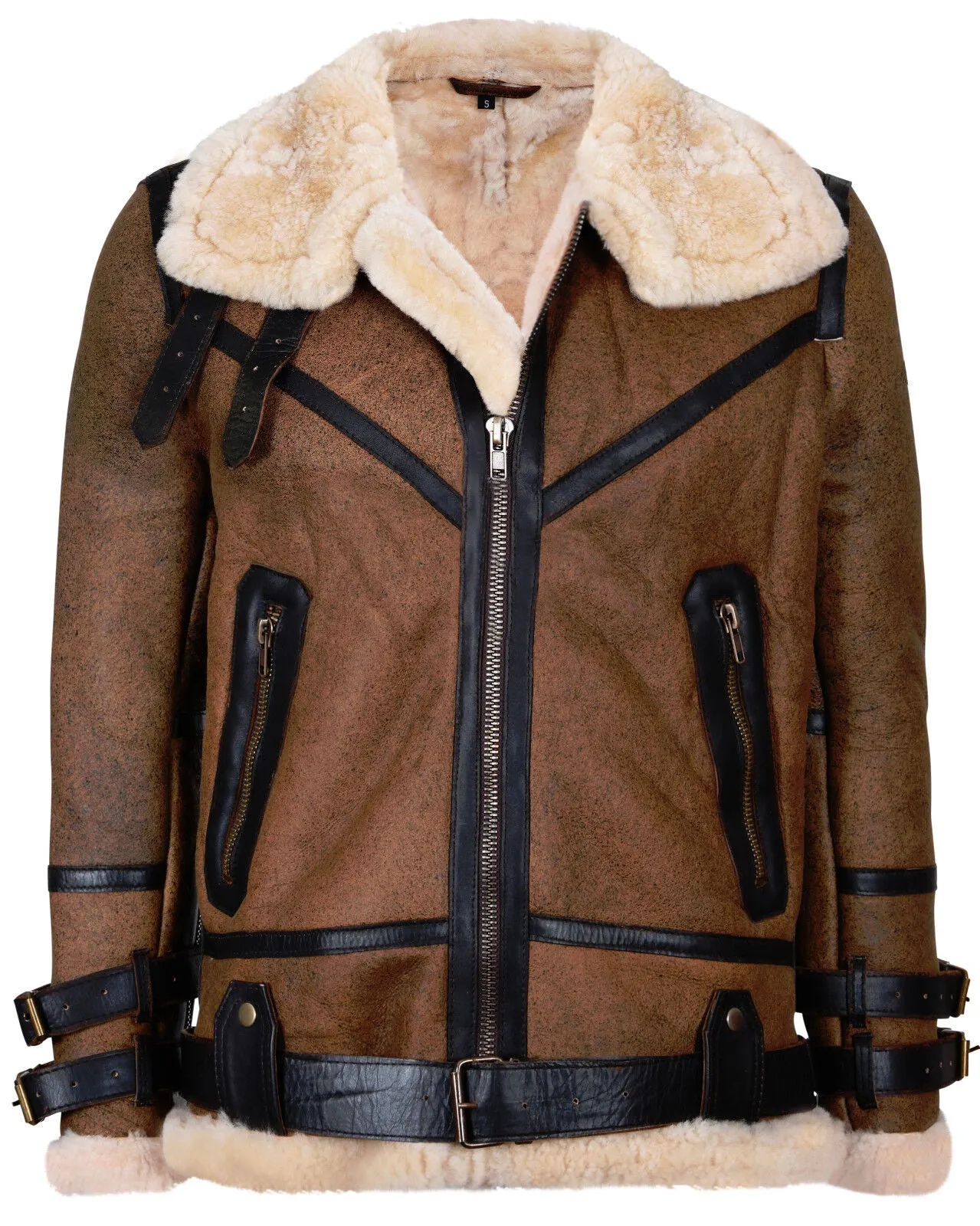 Mens Brown Vintage Pilot B3 Sheepskin Jacket- KNOXVILLE
